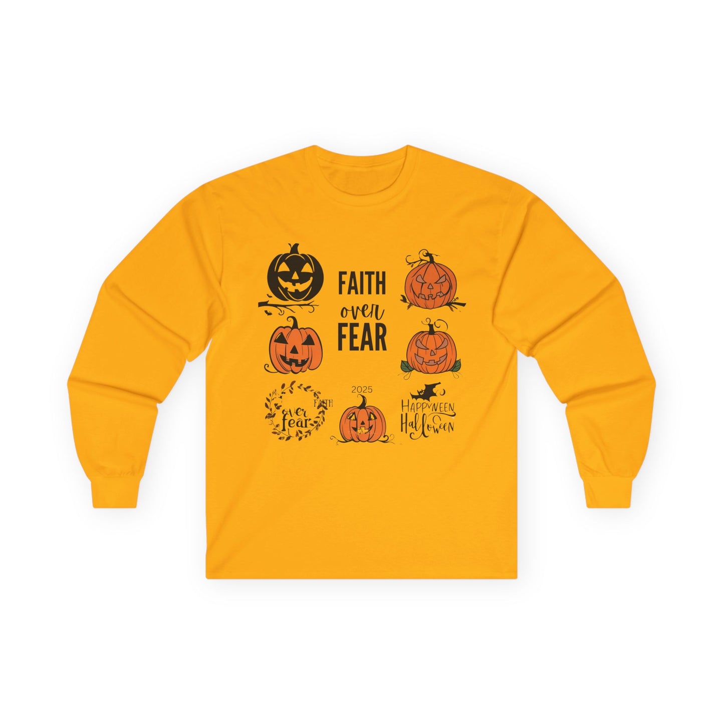Halloween Faith Over Fear Long Sleeve Tee - Unisex Fall Shirt