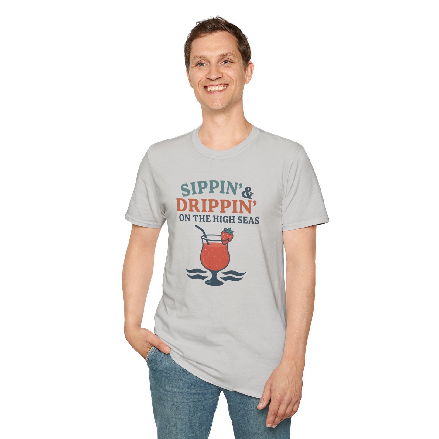 Nautical Cocktail T-Shirt - Sippin & Drippin Summer Vibes Beach Party Wear
