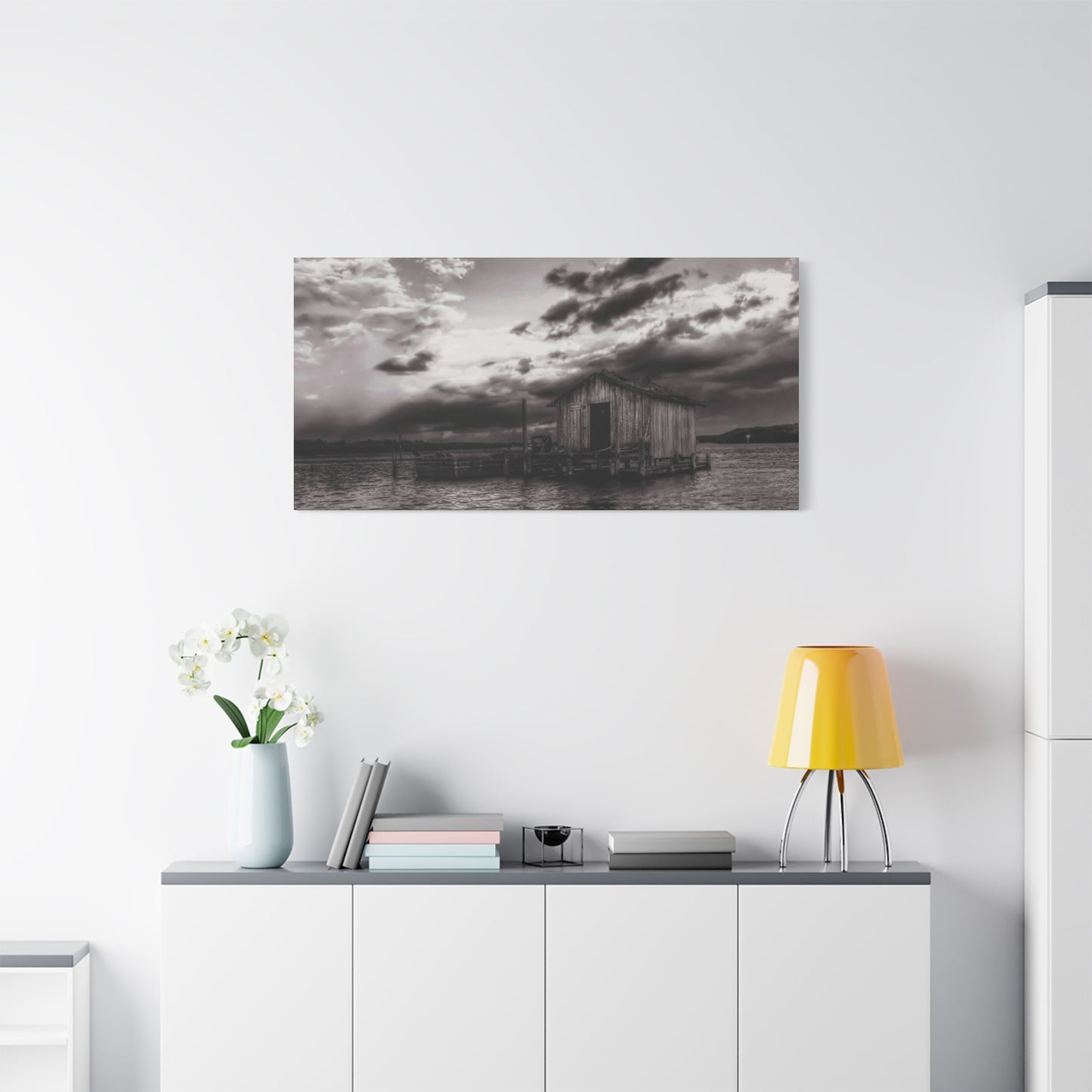 Serene Landscape Canvas Art, Rustic Home Decor, Black and White Wall Art, Perfect for Living Room, Gift for Nature Lovers
