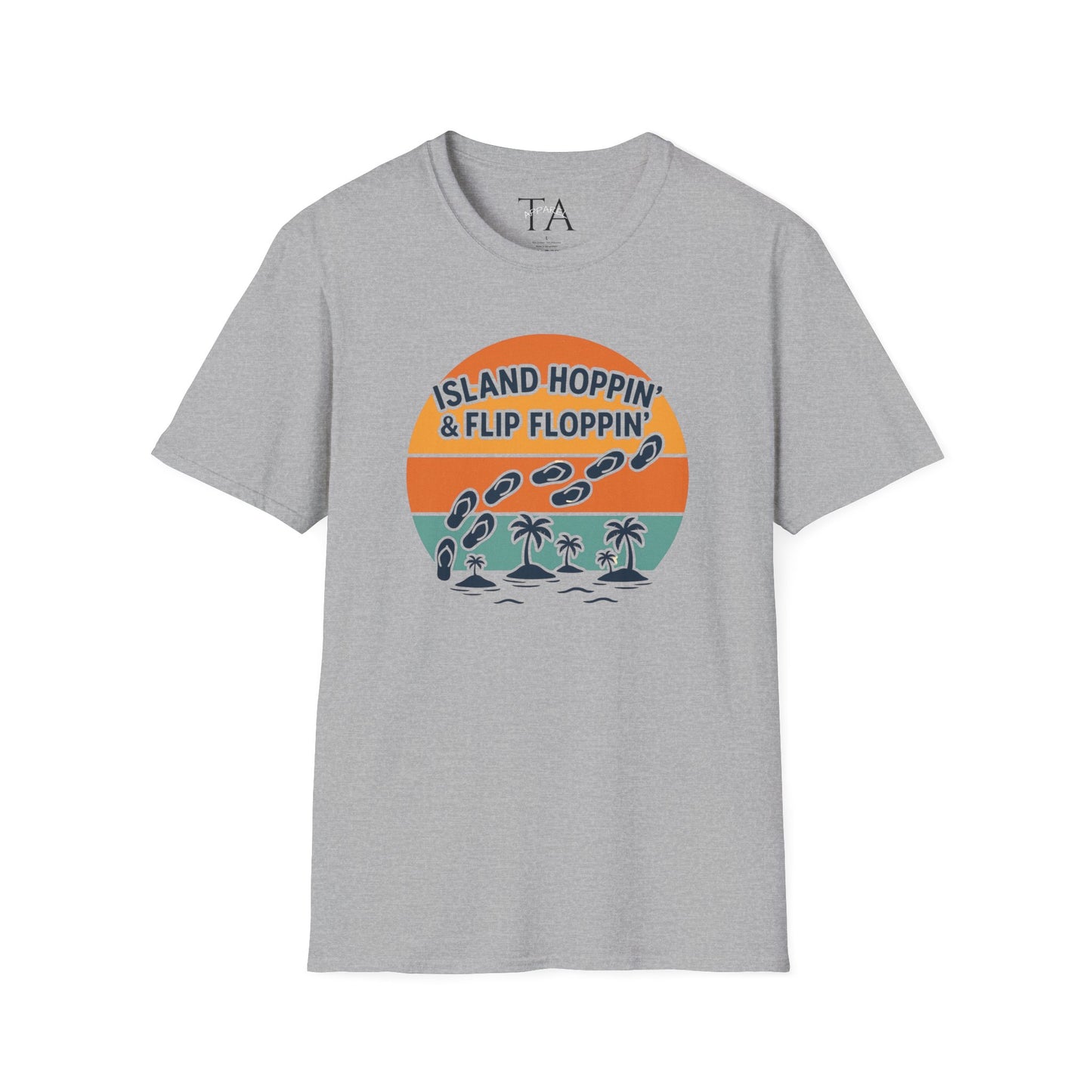 Island Hoppin' Flip Floppin' Unisex Softstyle T-Shirt, Beach T-Shirt, Vacation Apparel, Summer Wear, Casual T-Shirt, Graphic Tee