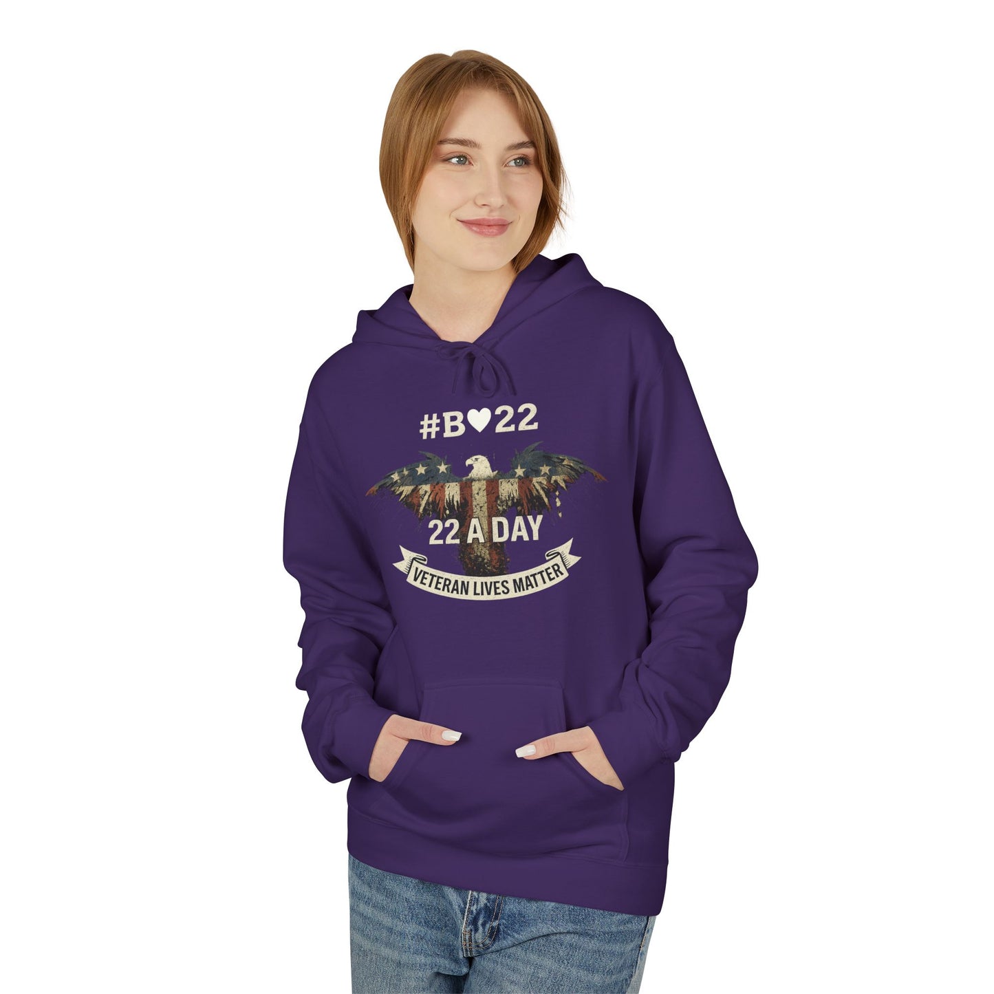 #B🤍22 Fleece Hoodie Veteran Lives Matter Sweatshirt