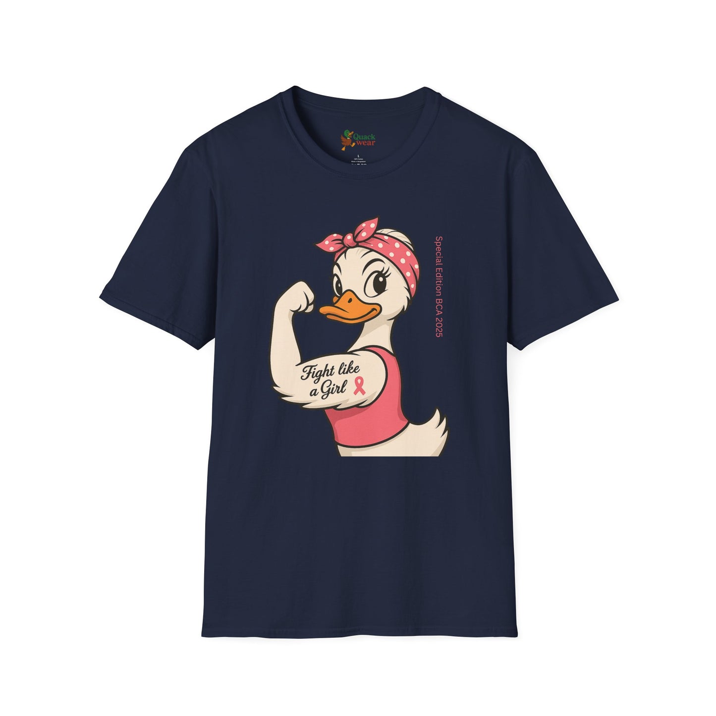 Breast Cancer Awareness Fight Like a Girl Duck T-Shirt, Rosie the Riveter Duck Empowerment Tee, Gift for Her, Feminist Apparel, Cute Graphic