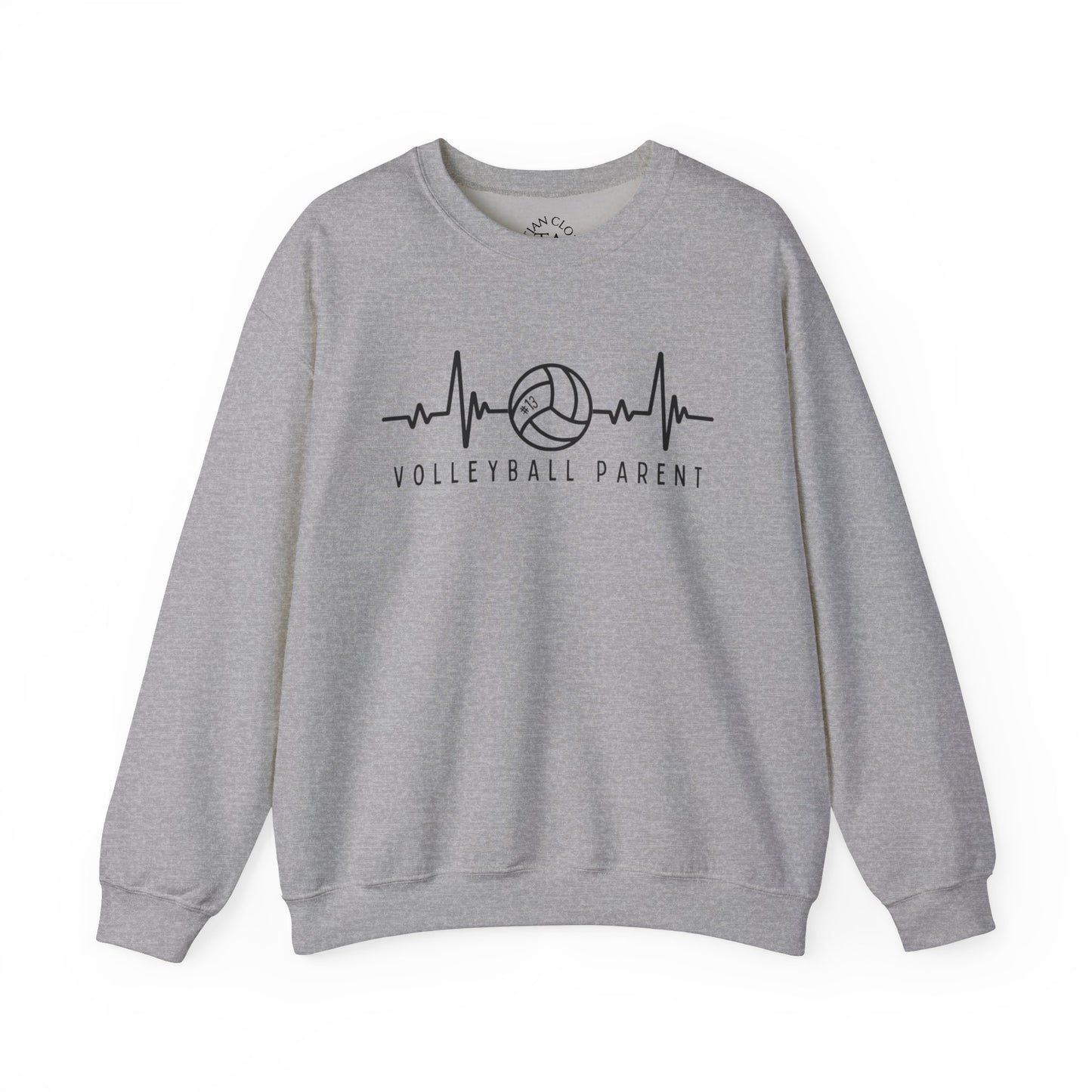 Volleyball Parent Heartbeat Sweatshirt Customizable, Cozy Gift for Sports Lovers, Perfect for Game Days, Unisex Crewneck, Soft and Stylish