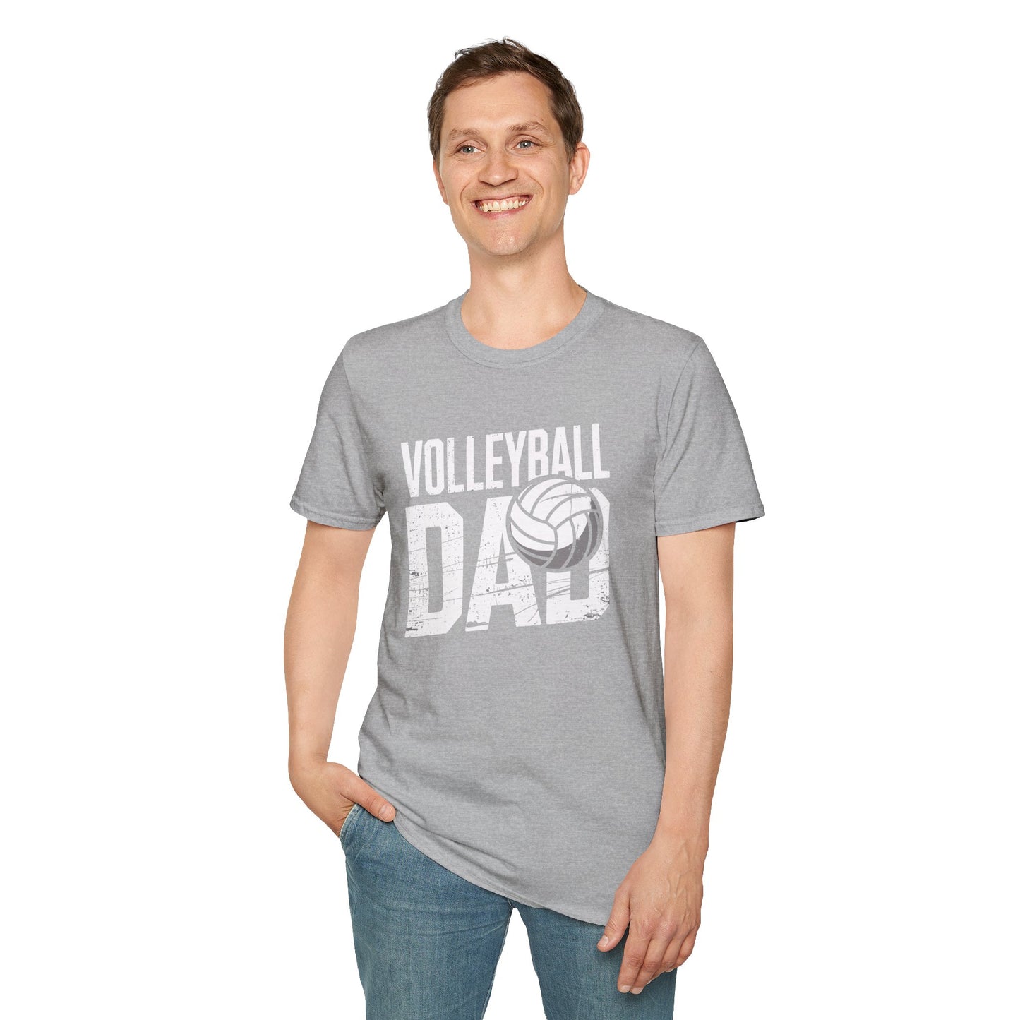 Volleyball Dad Distressed Design Unisex T-Shirt - Customize with Player Number