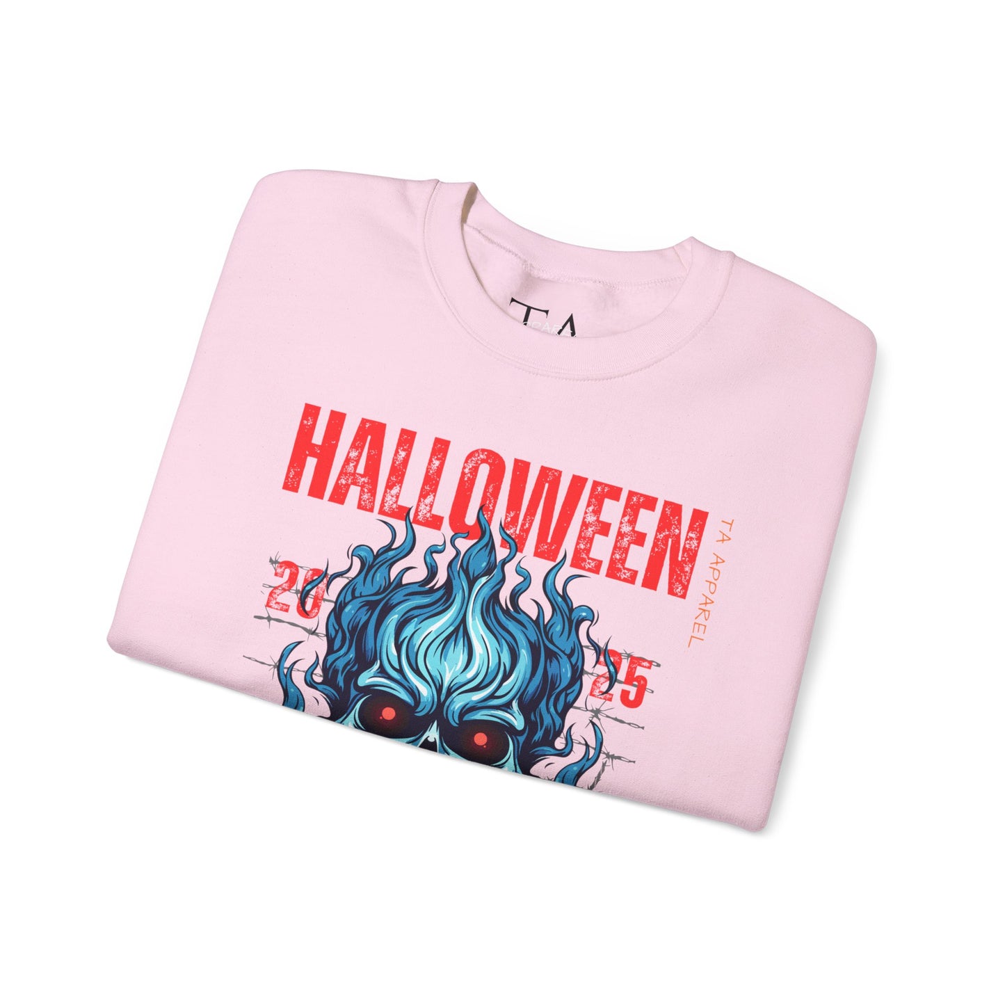 Halloween Fire Skull Sweatshirt, Unisex Crewneck for Fall, Spooky Season Apparel, Gift for Halloween Lovers, Cozy Awareness Top