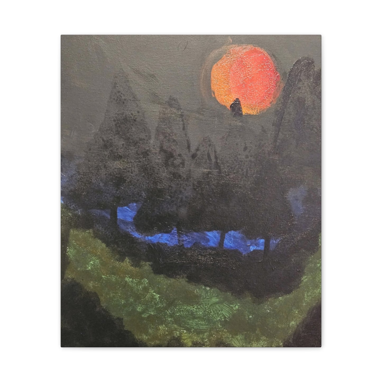 Blood Moon Canvas Wall Art, Landscape Painting, Home Decor, Living Room Decor, Office Art, Gift for Nature Lovers, Sunset Wall Decor