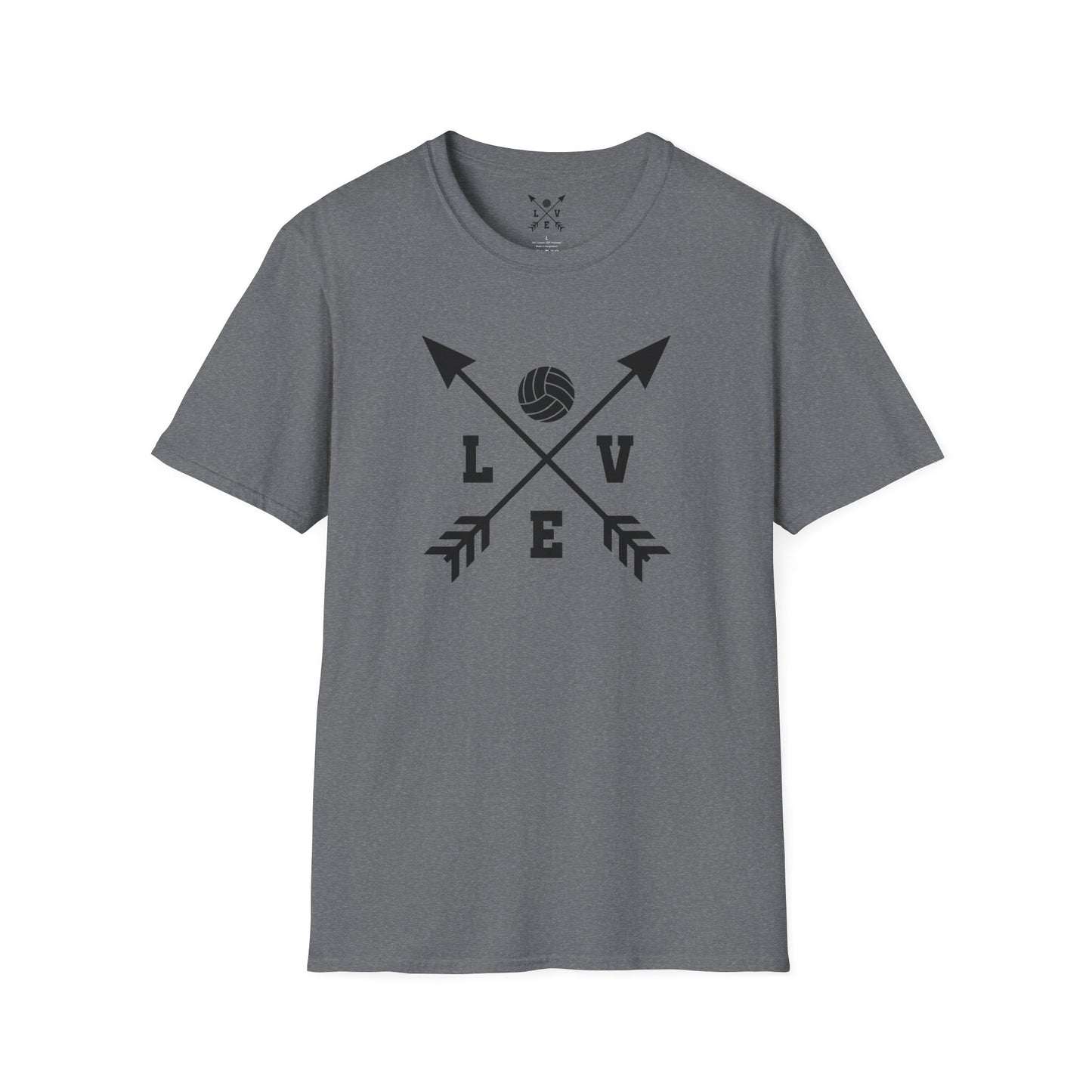 Love Volleyball Unisex T-Shirt | Sporty Tee, Gift for Athletes, Casual Wear, Heart and Arrow Design, Game Day Shirt