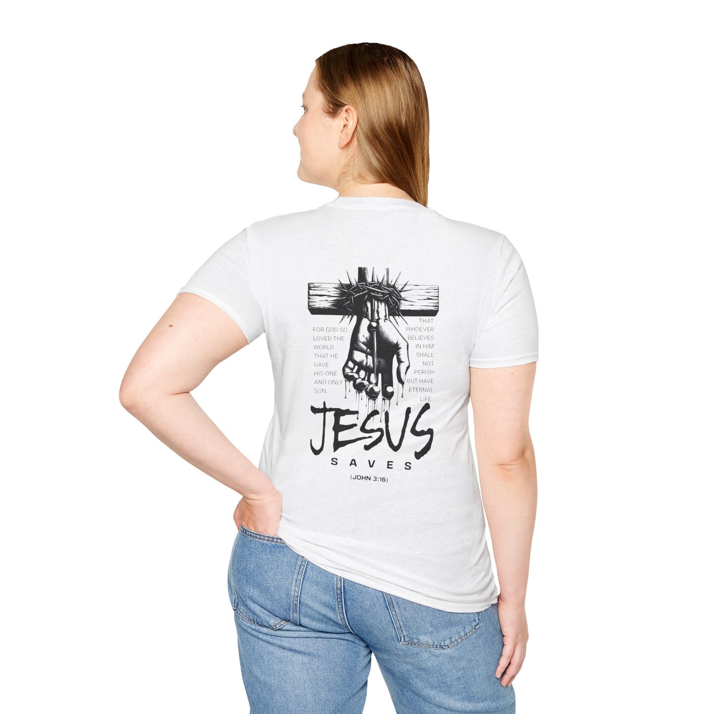 Faith Inspired Jesus Saves Unisex Softstyle T-Shirt, Faith Tee, Christian Apparel, Religious Gift, Inspirational Shirt, Casual Wear