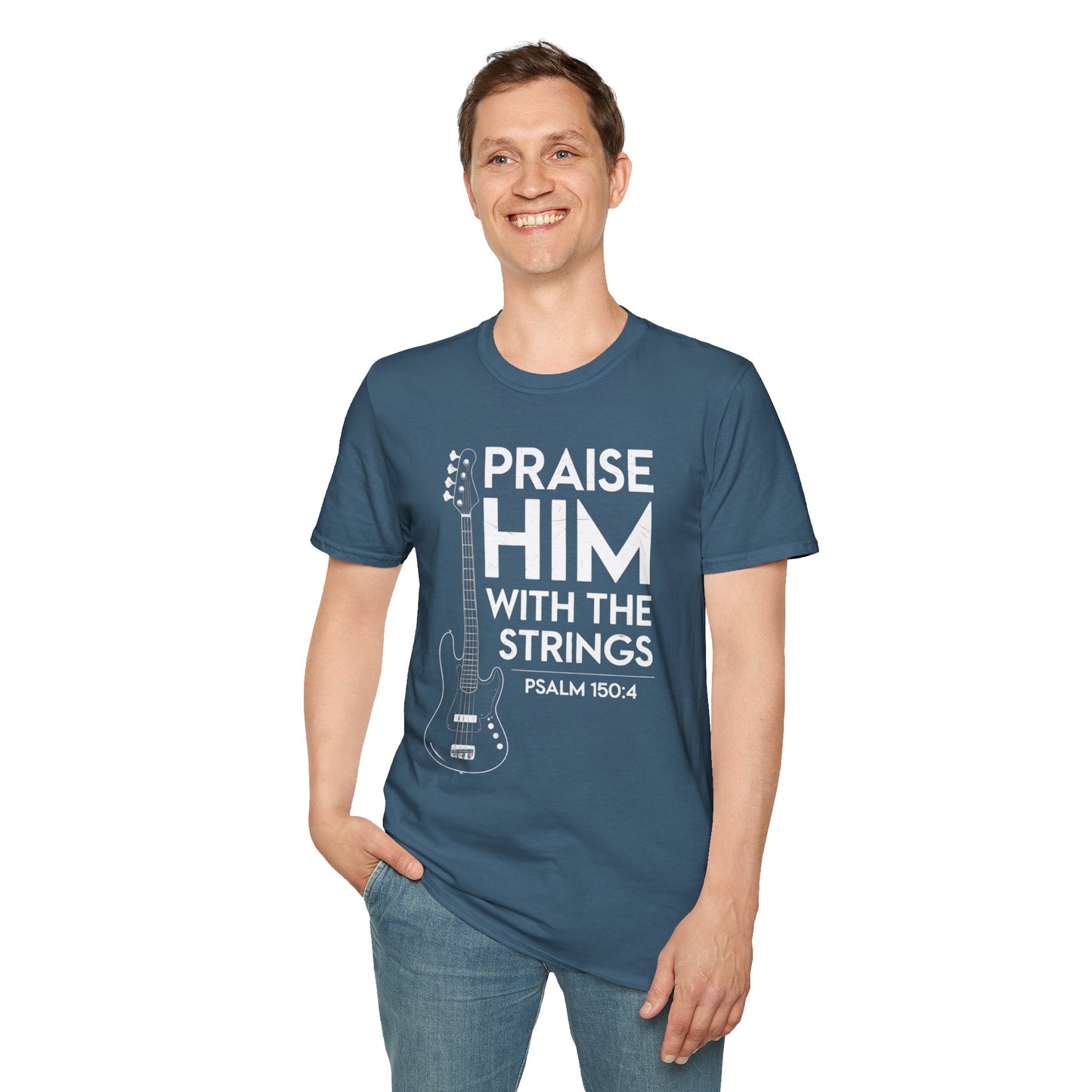 Faith Inspired Guitar T-Shirt - Praise Hime With The Strings - Psalm 150:4