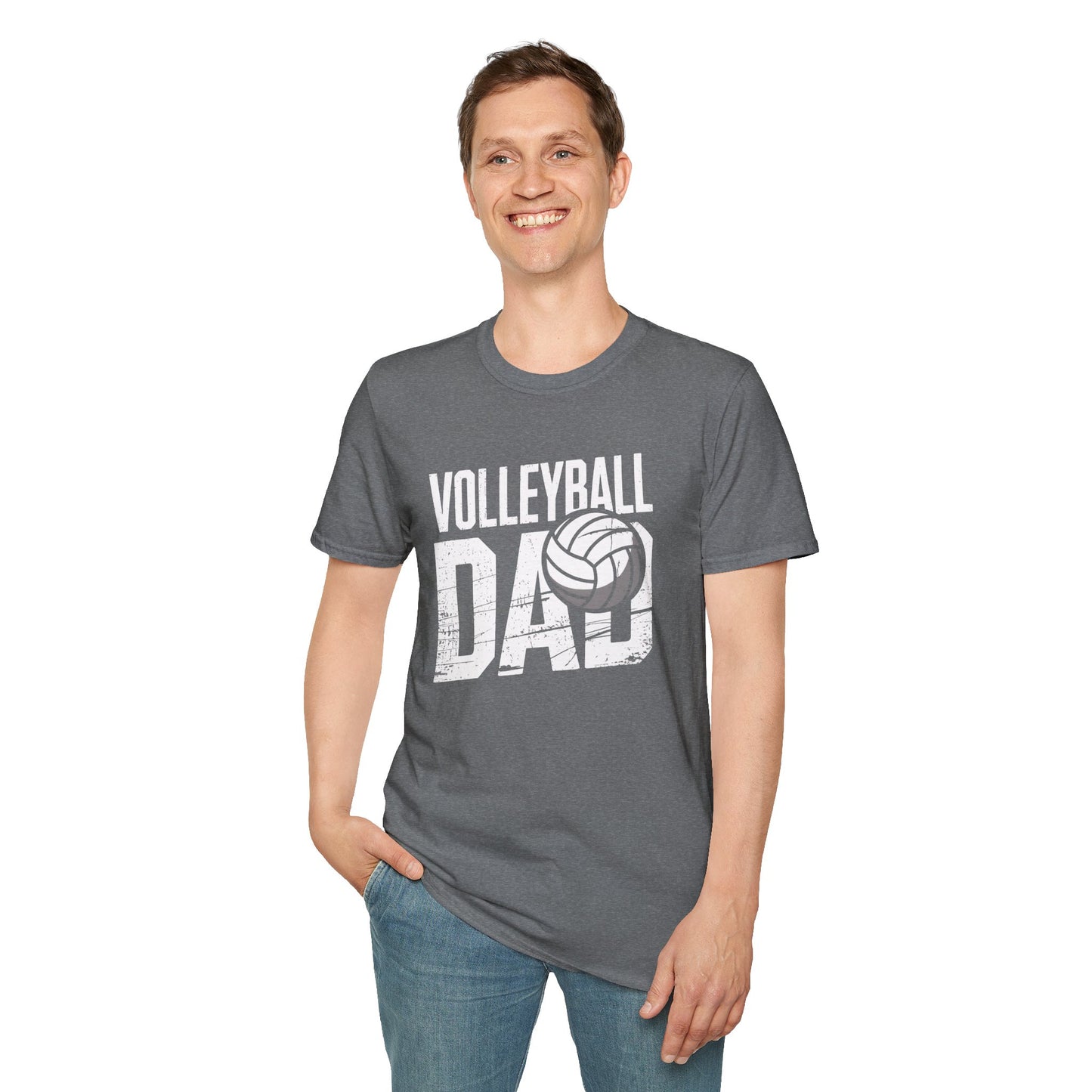 Volleyball Dad Distressed Design Unisex T-Shirt - Customize with Player Number