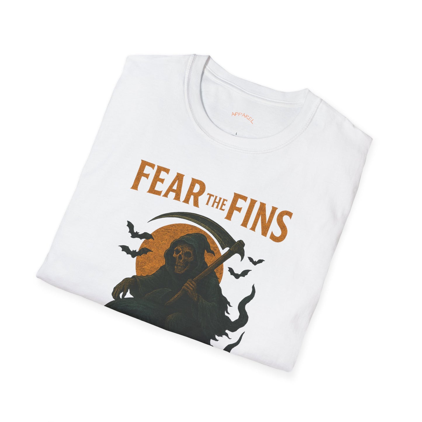 Miami Dolphins Halloween Unisex T-Shirt - Fear the Fins - Gifts for Ocean Lovers, Spooky Occasions, Casual Wear, Beach Parties, Horror Tee