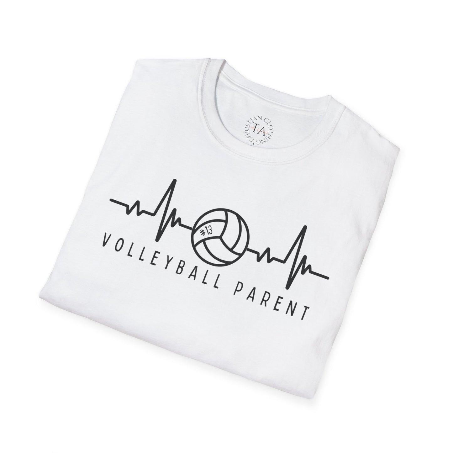 Volleyball Parent Heartbeat T-Shirt Soft Cotton Tee Customizable for Sports Enthusiasts, Gifts for Moms & Dads, Team Spirit Apparel, Athletic Wear