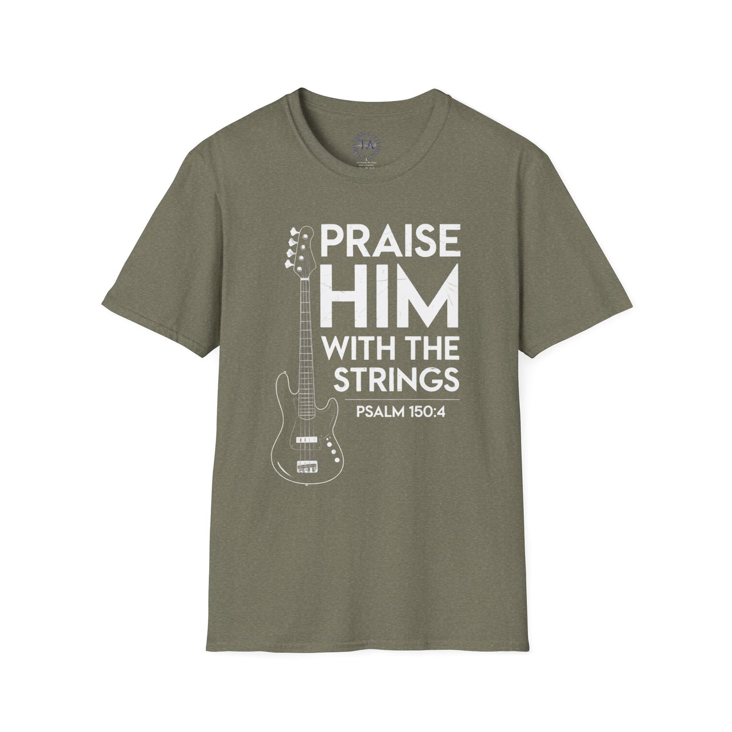 Faith Inspired Guitar T-Shirt - Praise Hime With The Strings - Psalm 150:4