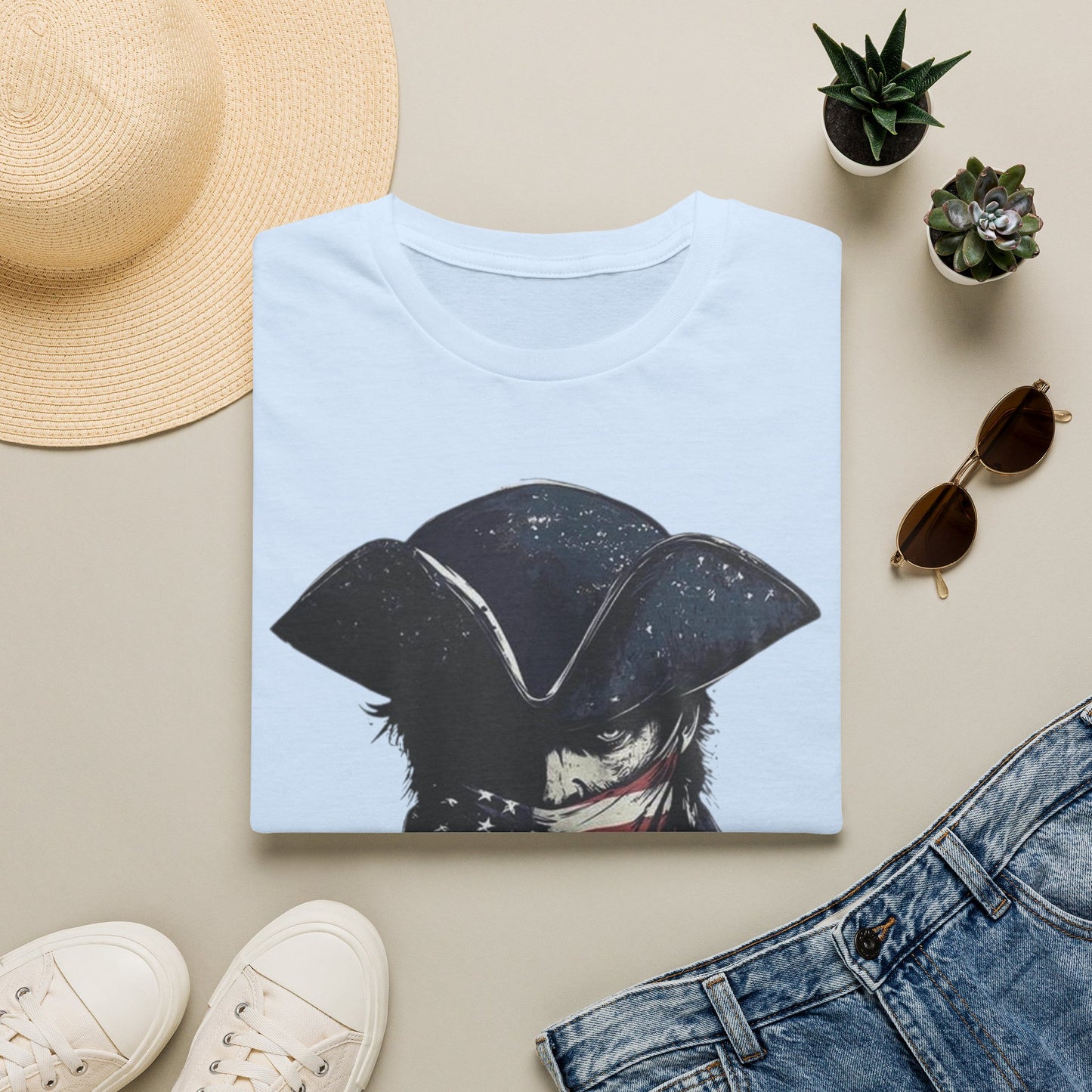 Patriotic Tricorn T-Shirt — 1776 Revolutionary Flag Bandana Tee