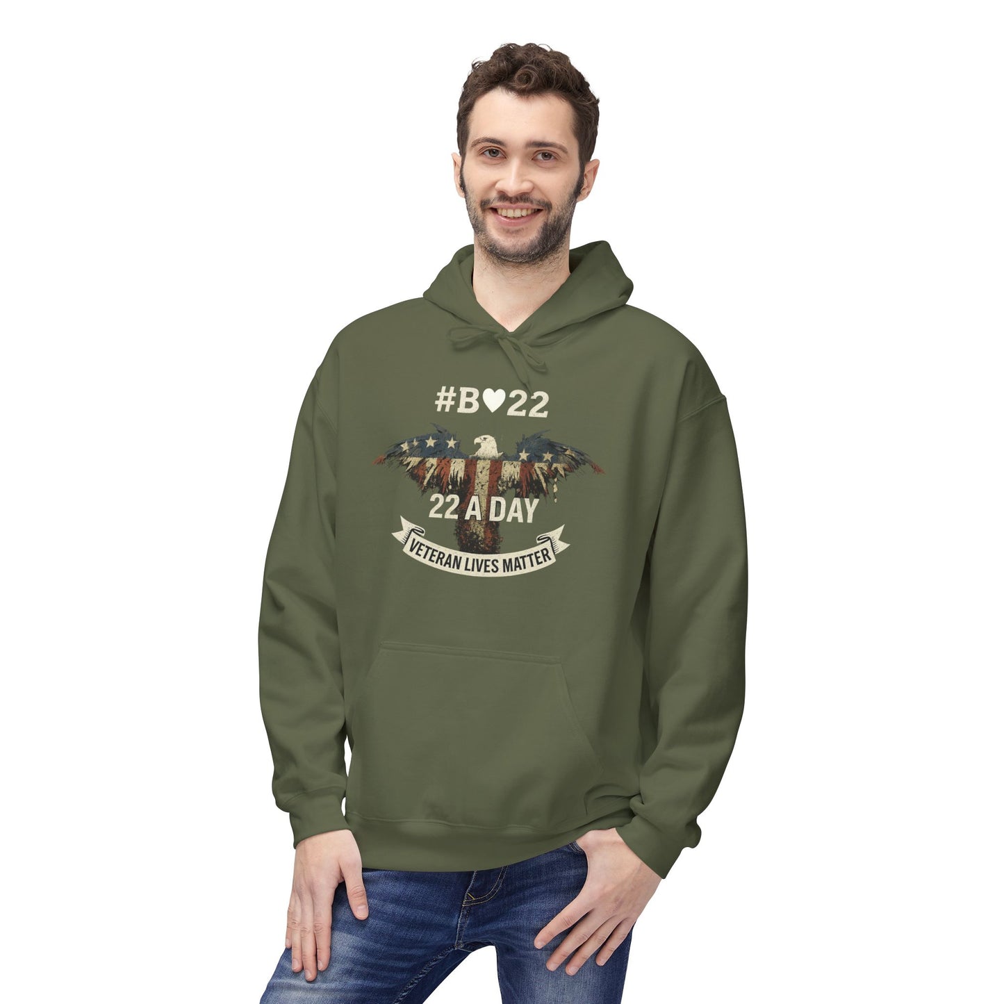 #B🤍22 Fleece Hoodie Veteran Lives Matter Sweatshirt