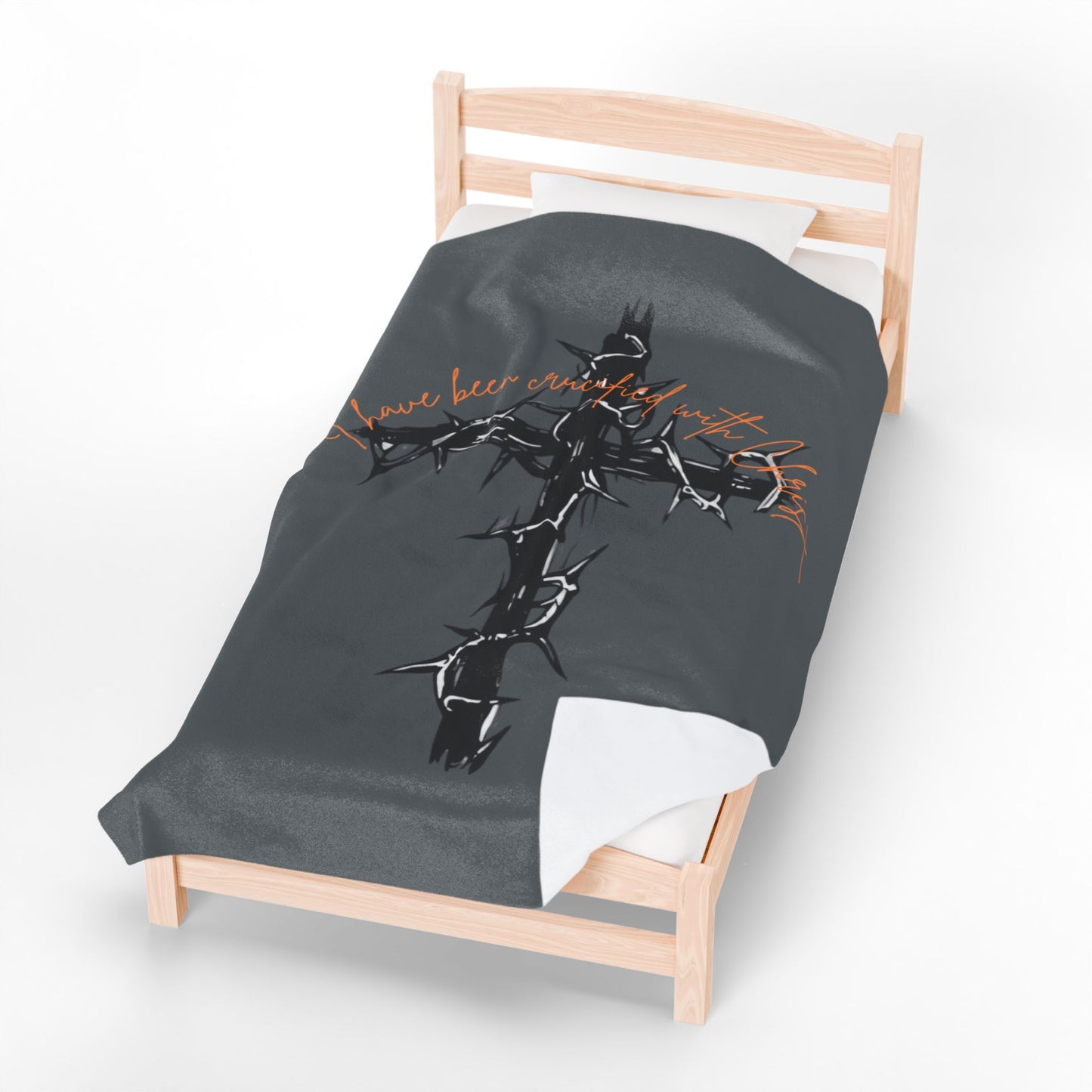 Faith Inspired Plush Blanket - Faith Inspired 'I Have Been Crucified with Christ'