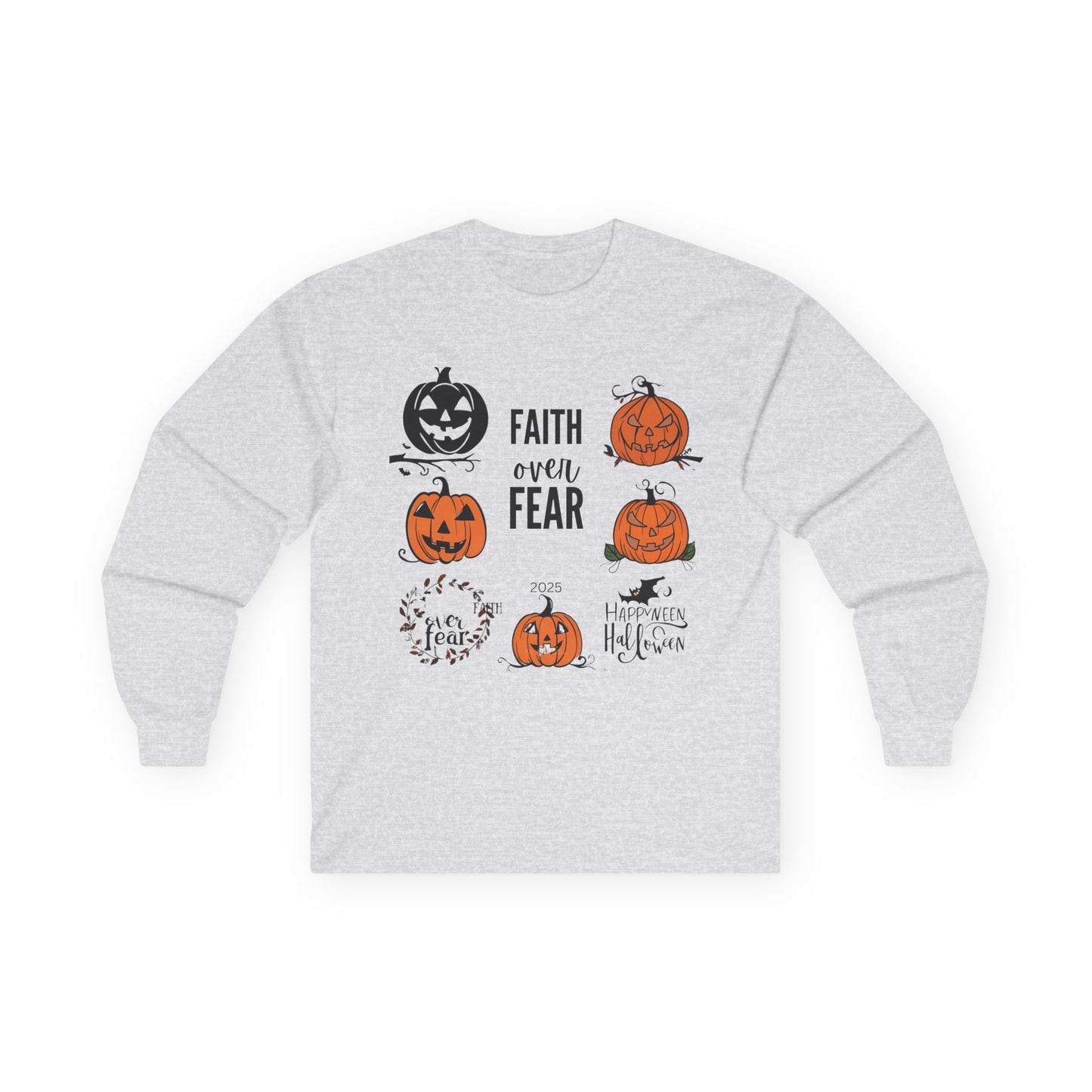Halloween Faith Over Fear Long Sleeve Tee - Unisex Fall Shirt