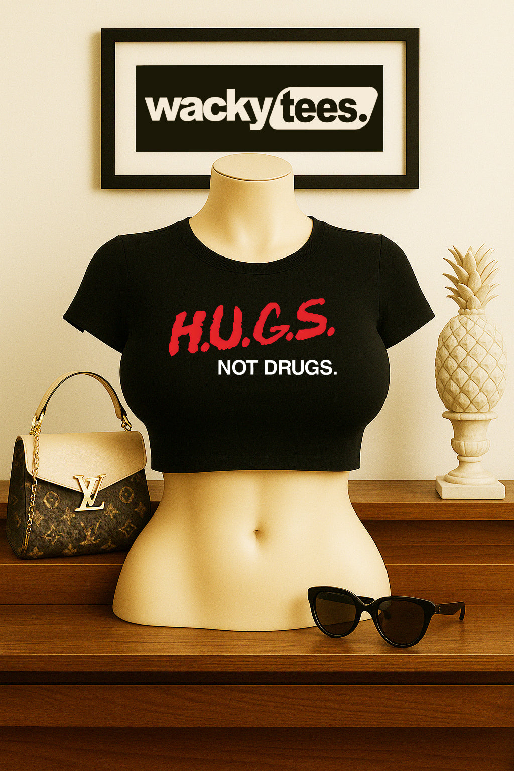 Hugs Not Drugs Retro Dare To 90s Style Funny Graphic Tee Shirt
