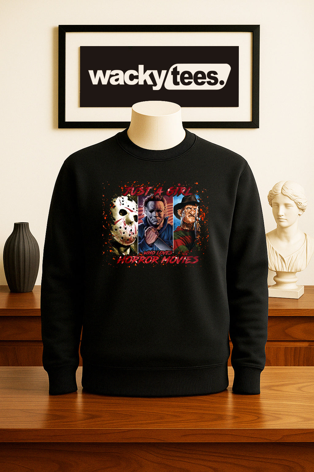 Just a Girl Who Loves Horror Movies 1 Horror Terror Halloween Graphic Tee Shirt