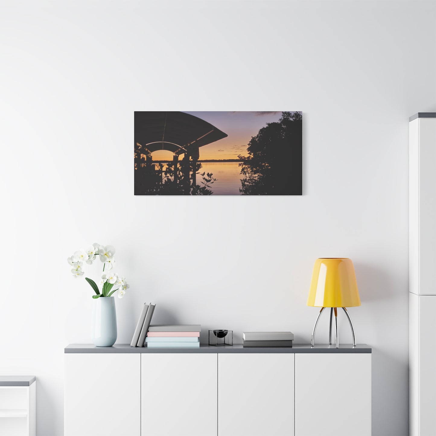 Serene and Vibrant Sunset on the River - Canvas Wal Art