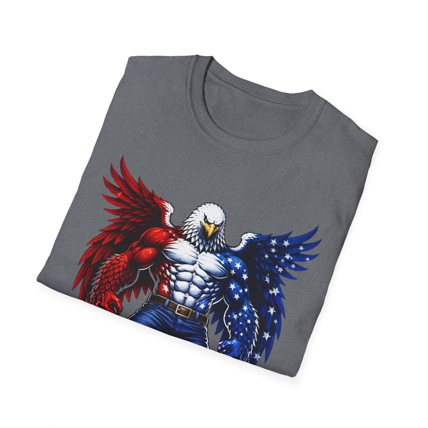 Birdmanzilla Patriotic Muscular Eagle T-Shirt | Red White Blue Winged Eagle Graphic