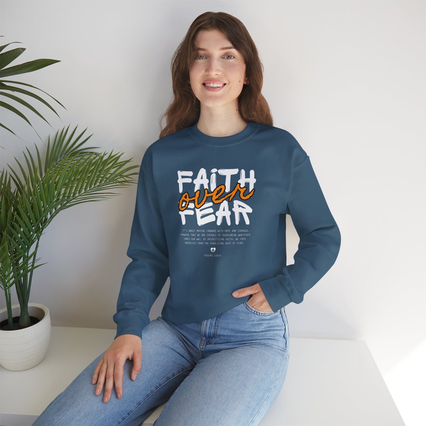 Faith Inspired Faith Over Fear Christian Sweatshirt, Inspirational Religious Apparel, Quality Design by My Son, Unisex Crewneck Jumper, Religious Gift,
