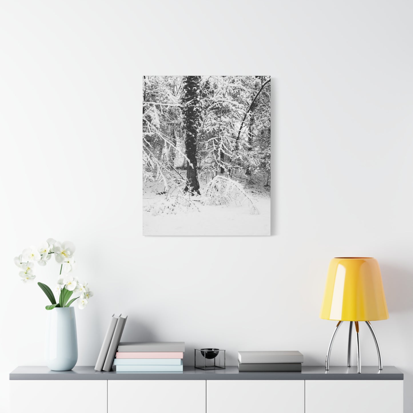 Serene Winter Wonderland in the Woods - Canvas Wall Art