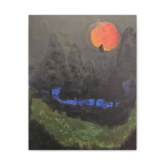 Blood Moon Canvas Wall Art, Landscape Painting, Home Decor, Living Room Decor, Office Art, Gift for Nature Lovers, Sunset Wall Decor
