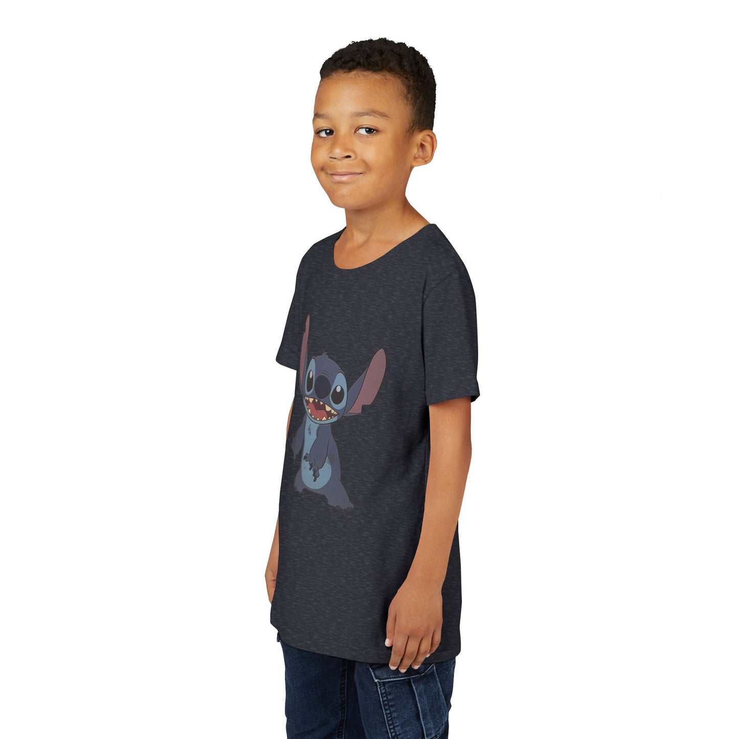 Kids Short Sleeve Tee with Stitch, Cute Kids Tee, Fun Gift for Boys & Girls, Birthday Gift, Summer Wear, Kids' Fashion