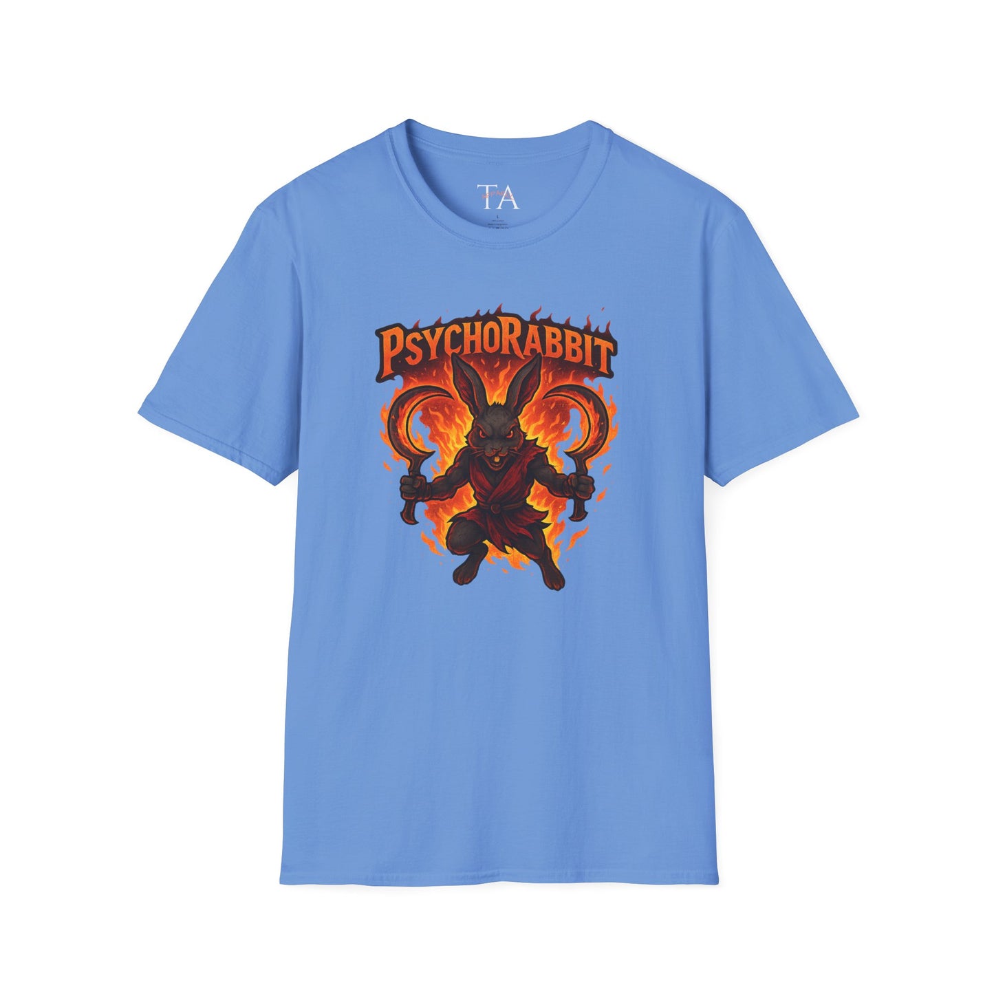 Psychorabbit Graphic Tee | Unisex Softstyle T-Shirt for Anime Fans and Gamers