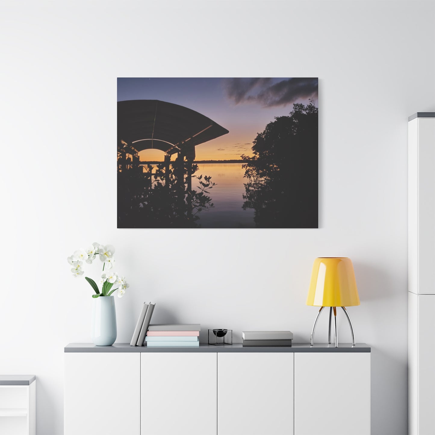 Serene and Vibrant Sunset on the River - Canvas Wal Art