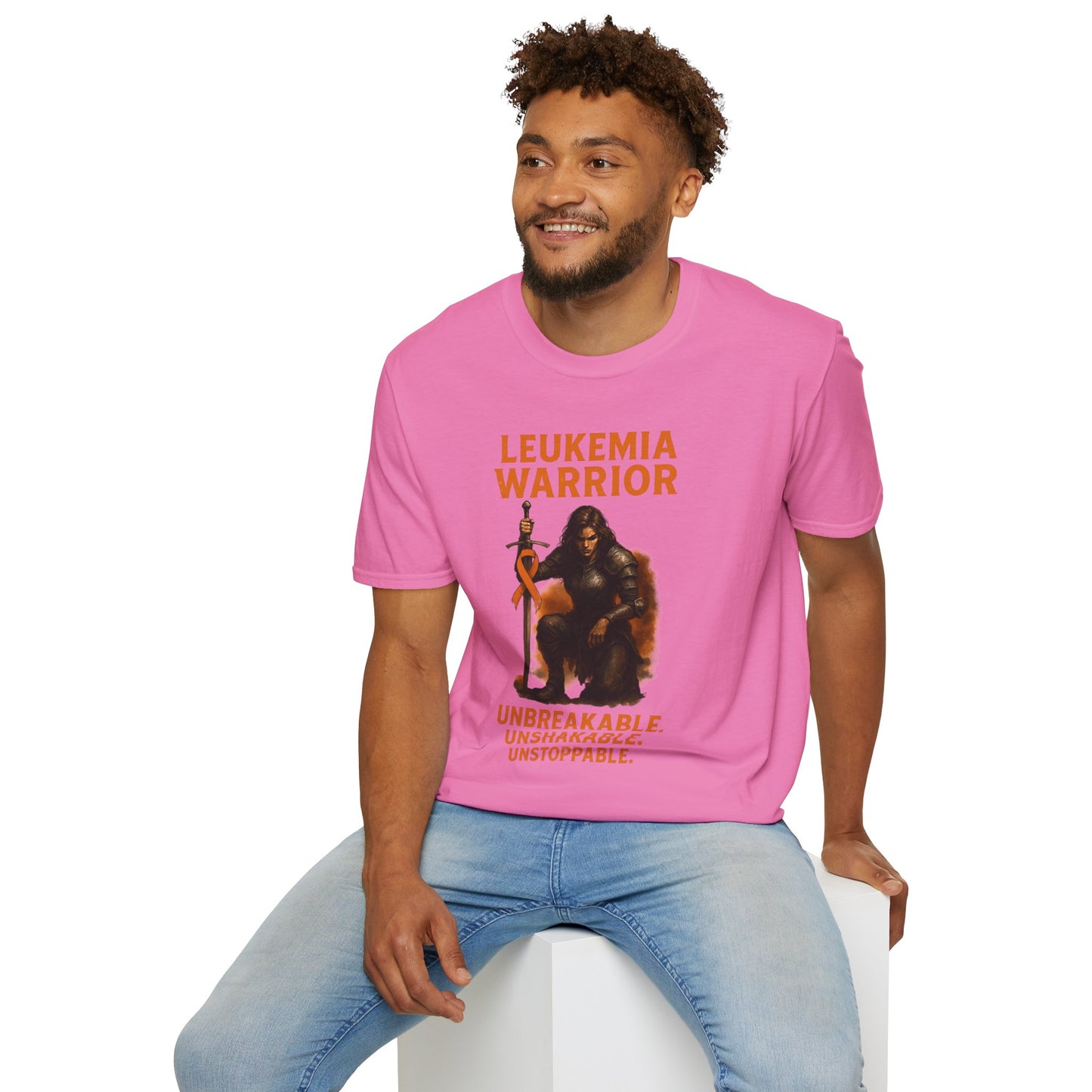 Leukemia Warrior T-Shirt - Unisex Softstyle Tee - Unbreakable, Unshakable, Unstoppable