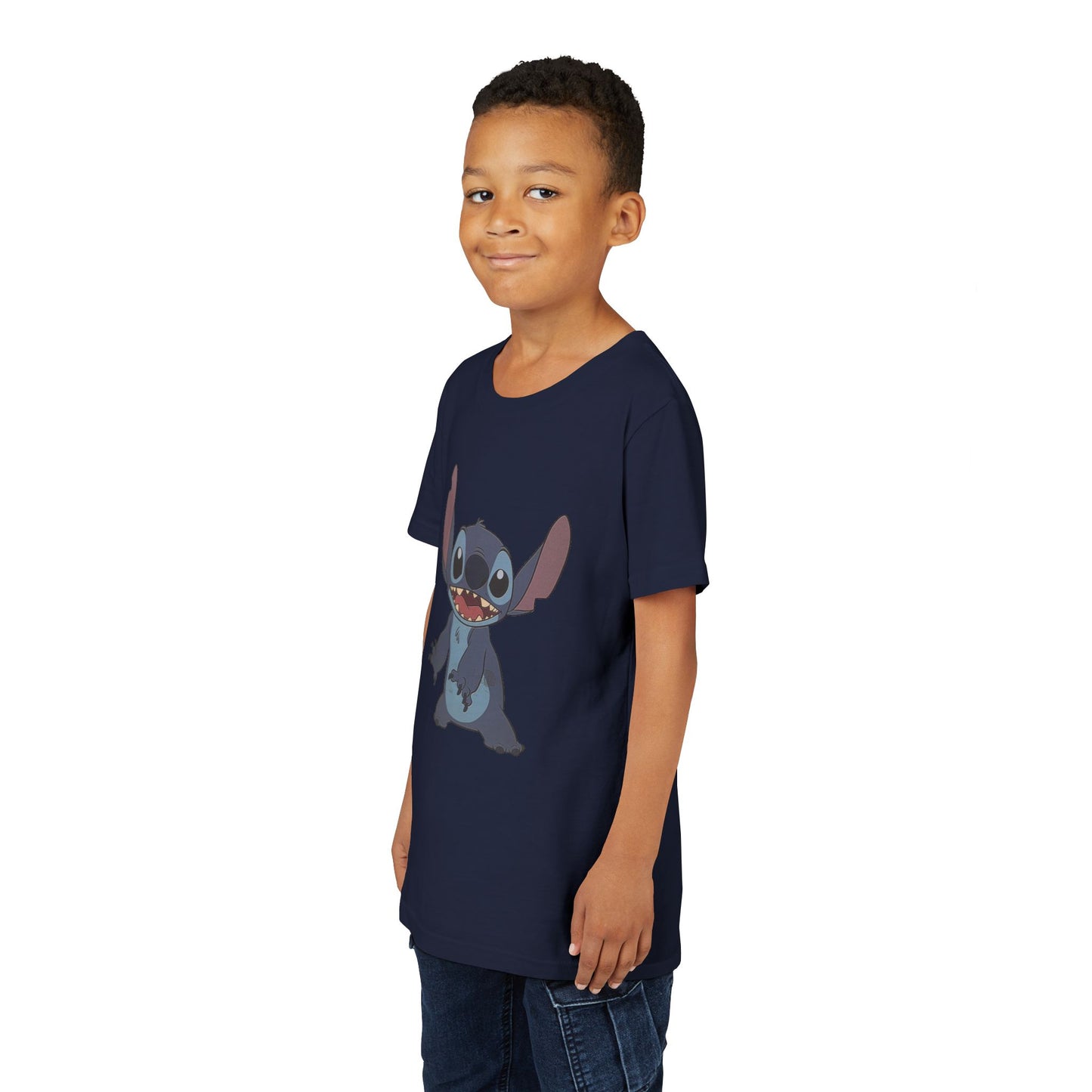Kids Short Sleeve Tee with Stitch, Cute Kids Tee, Fun Gift for Boys & Girls, Birthday Gift, Summer Wear, Kids' Fashion