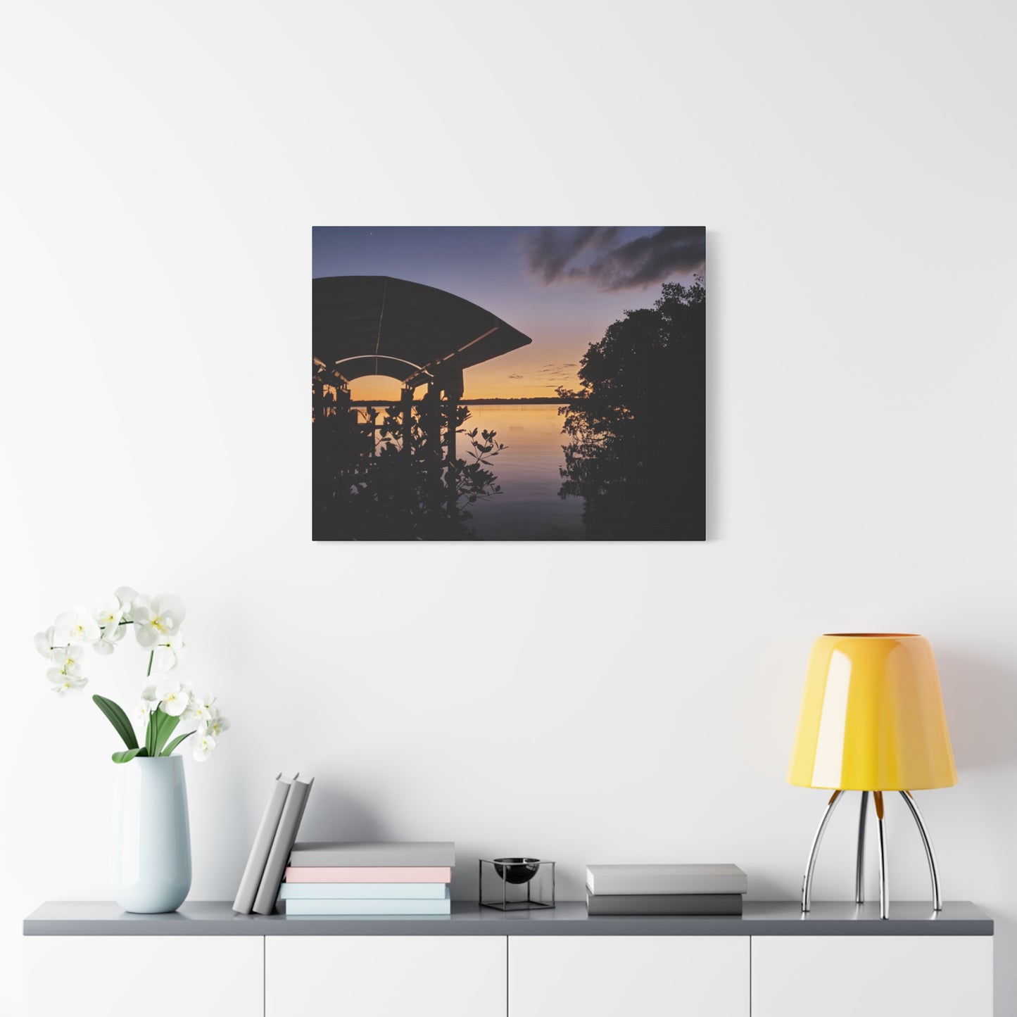 Serene and Vibrant Sunset on the River - Canvas Wal Art