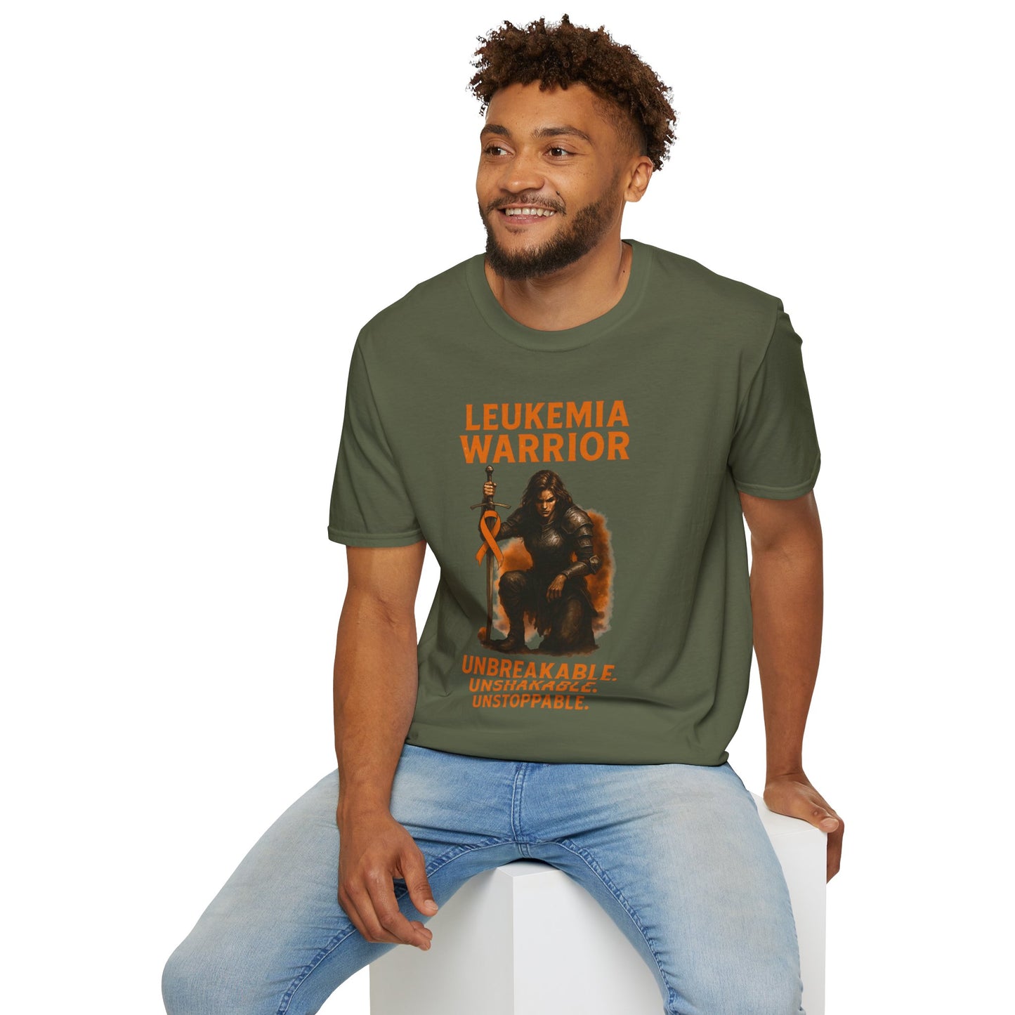 Leukemia Warrior T-Shirt - Unisex Softstyle Tee - Unbreakable, Unshakable, Unstoppable