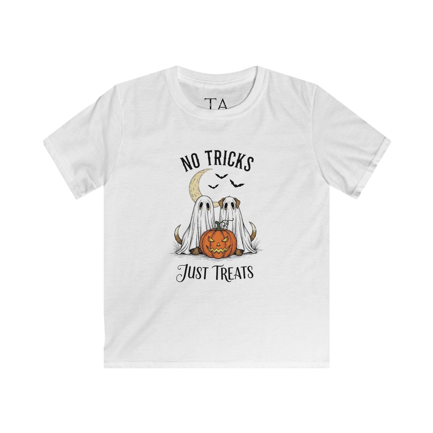 Ghostly Halloween Tee for Kids - No Tricks Just Treats