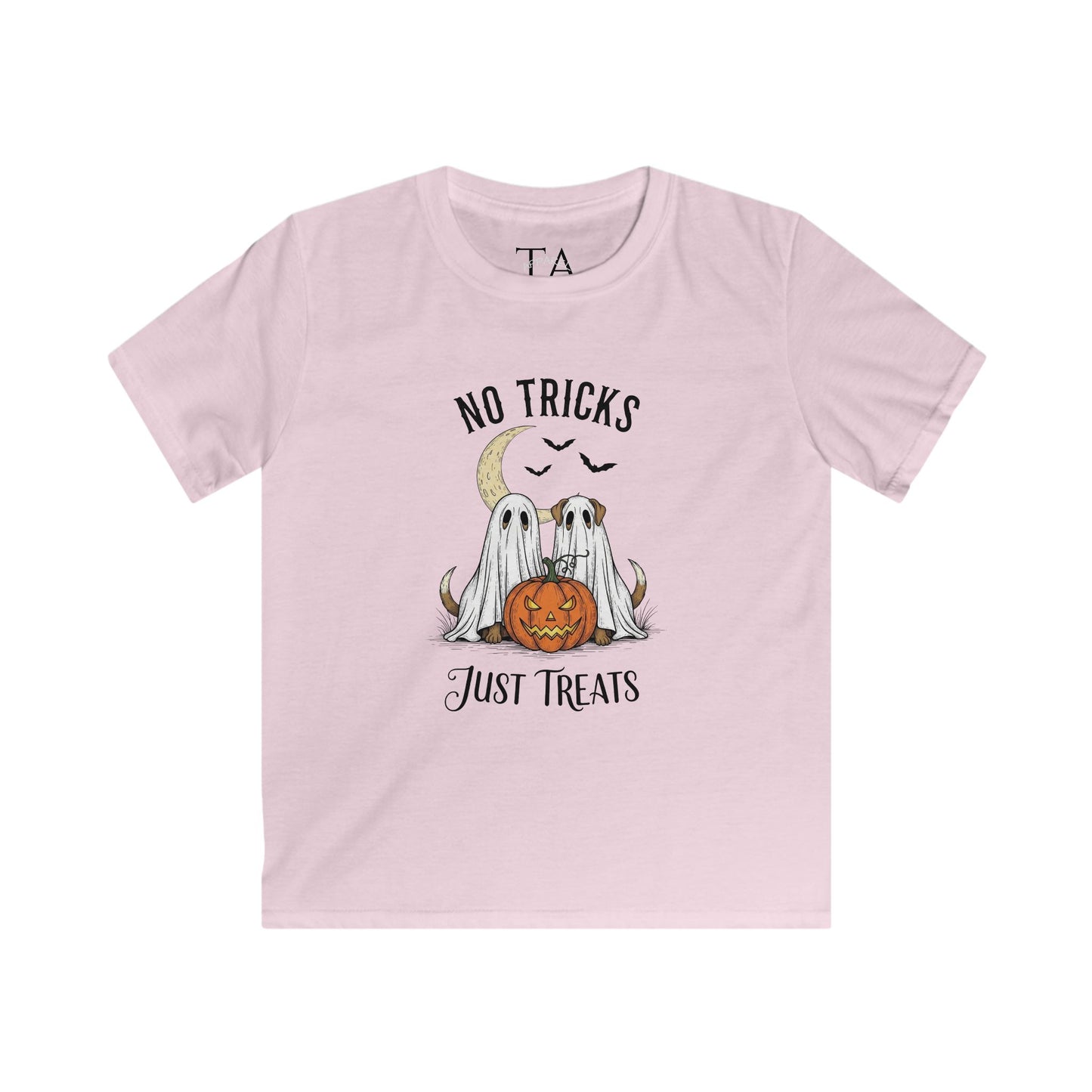 Ghostly Halloween Tee for Kids - No Tricks Just Treats
