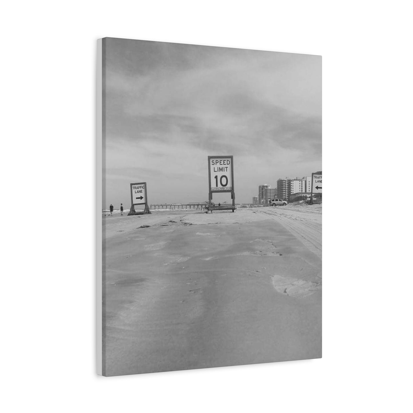 Serene Black and White Coastal Beach Sign - Canvas Art