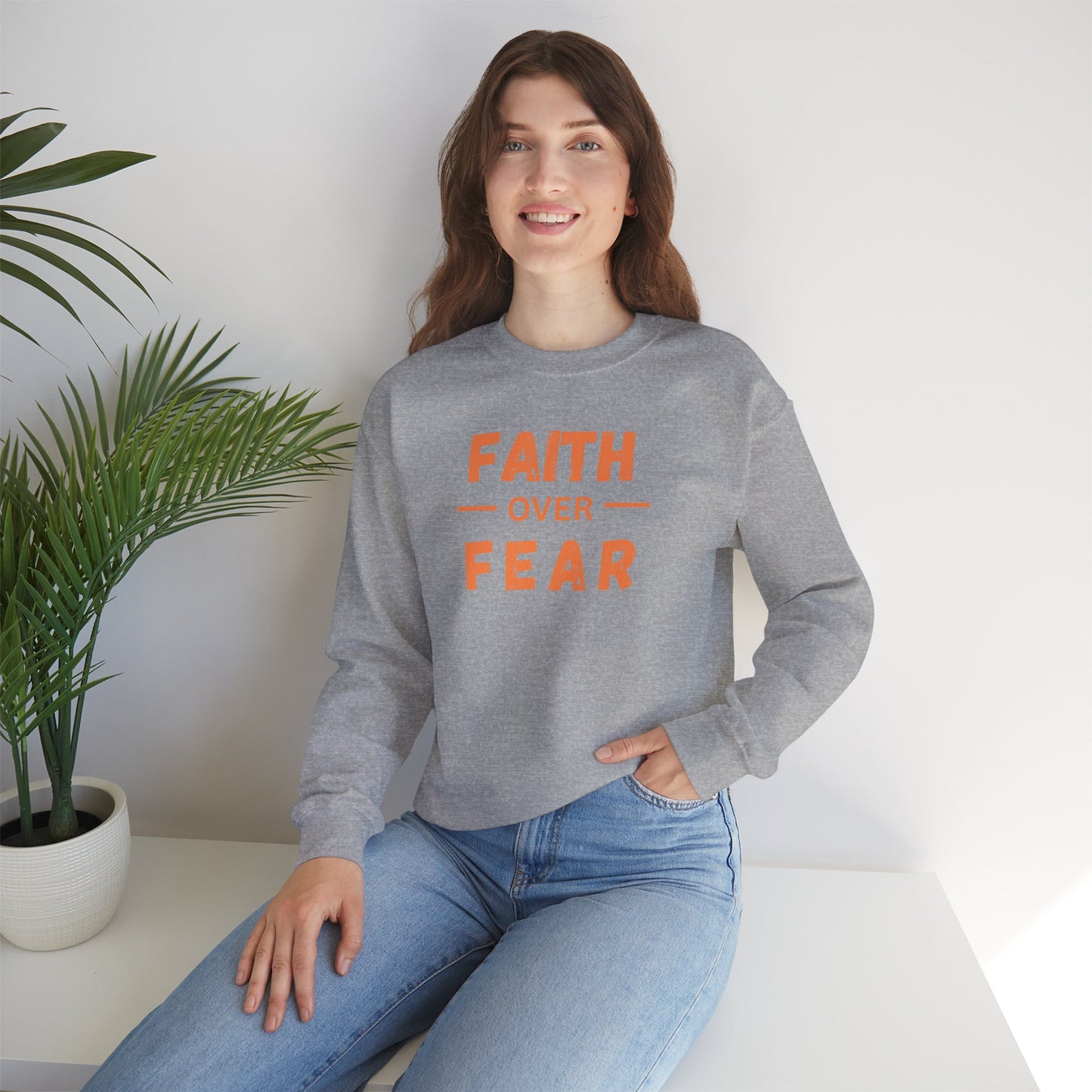 Faith Inspired Faith over Fear Crewneck Sweatshirt -Customizable