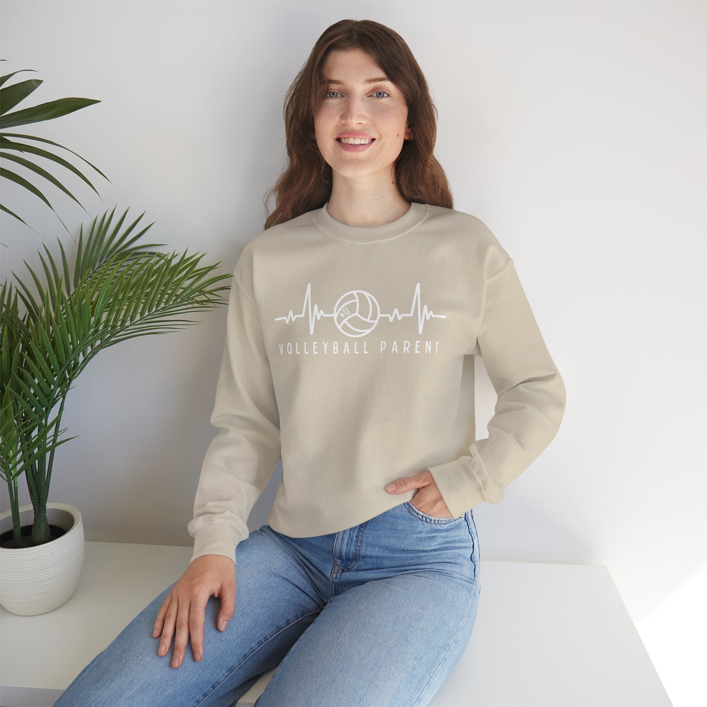 Volleyball Heartbeat Crewneck Sweatshirt #13, Quality Sweatshirt, Parent Gift, Volleyball Fan Apparel, Sports Lover Top