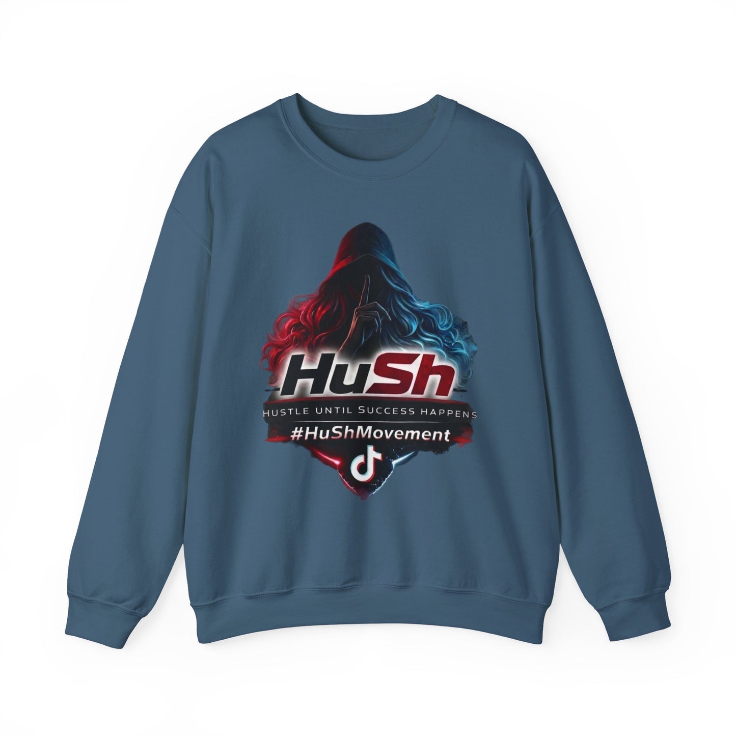 #HuSh Movement feminine Logo Crewneck Sweatshirt | TikTok Inspired Hooded Silhouette