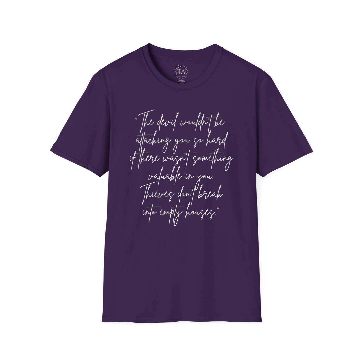 Faith Inspired - The Devil Wouldn't be Attacking - Unisex Softstyle T-Shirt - Part of proceeds go to help families in need