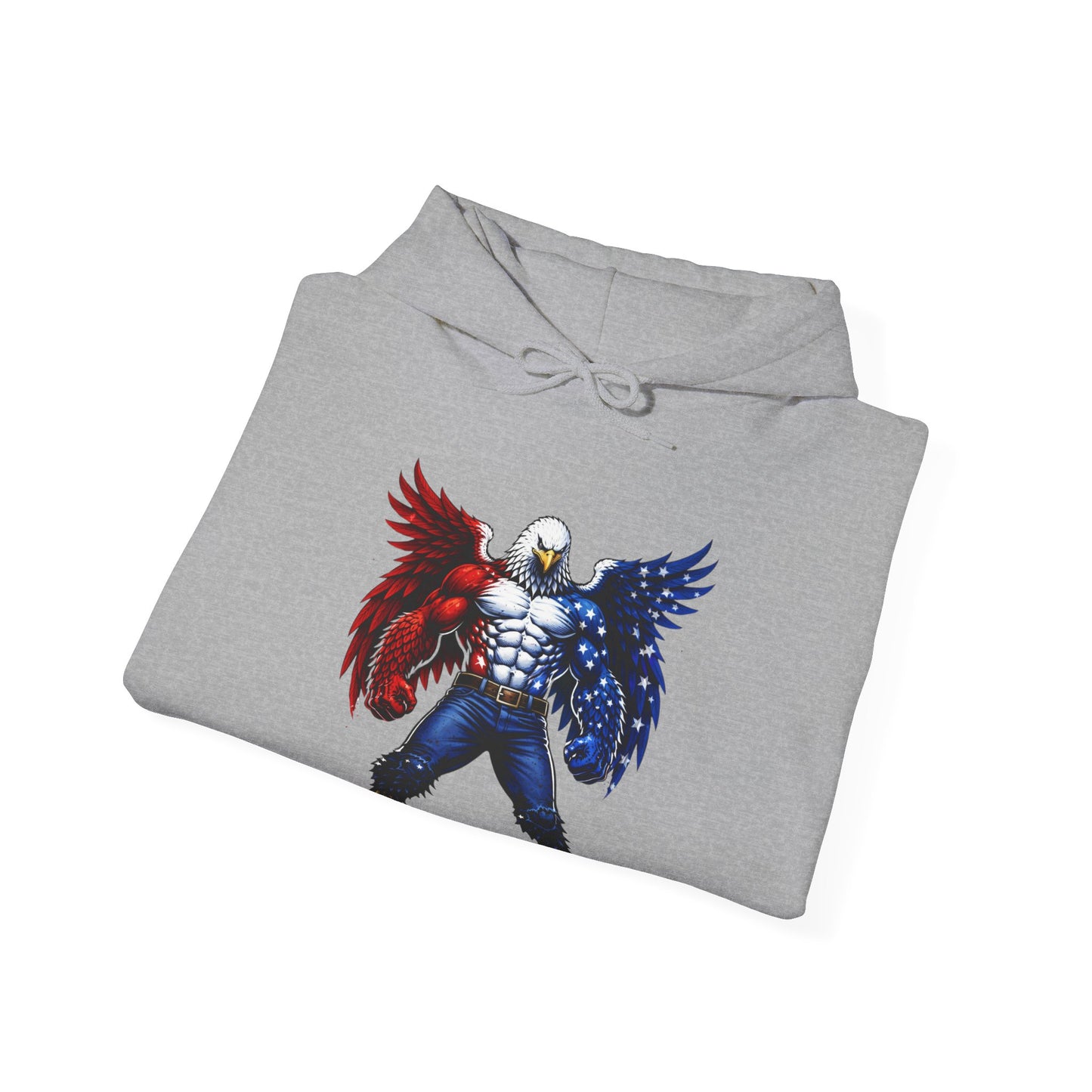 Birdmanzilla Patriotic Eagle Warrior Hoodie | American Flag Wings, Bald Eagle Graphic
