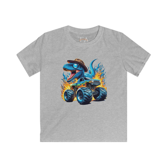 Kids Dinosaur Monster Truck Tee, Fun Graphic Shirt, Birthday Gift, Summer Playwear, Unique Kids Clothing, Dino Lover Gift