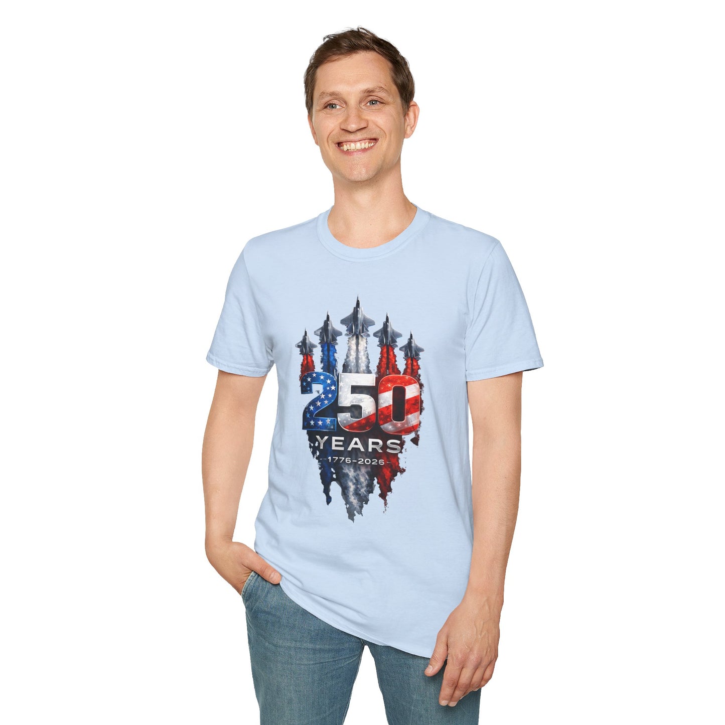25th Anniversary USA T-Shirt — Patriotic Jet Formation USA Flag Design
