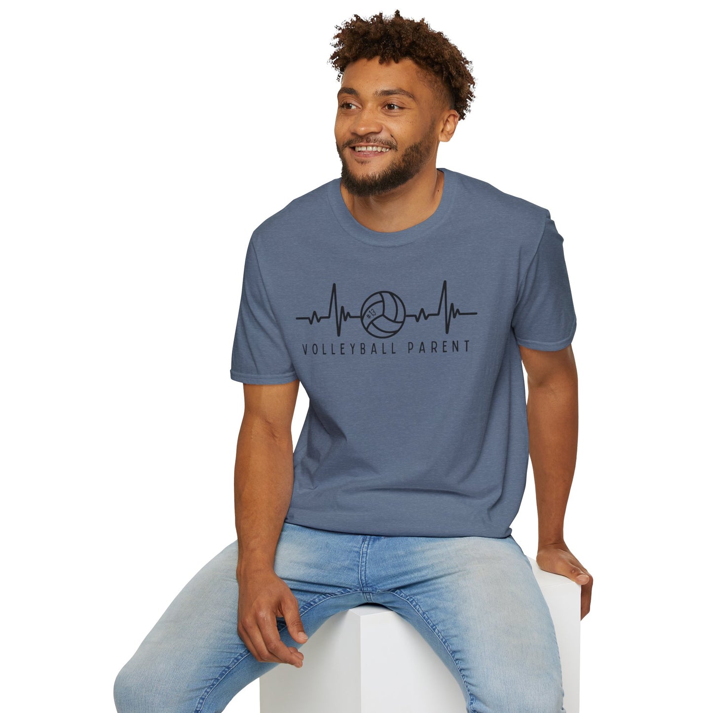 Volleyball Parent Heartbeat T-Shirt Soft Cotton Tee Customizable for Sports Enthusiasts, Gifts for Moms & Dads, Team Spirit Apparel, Athletic Wear