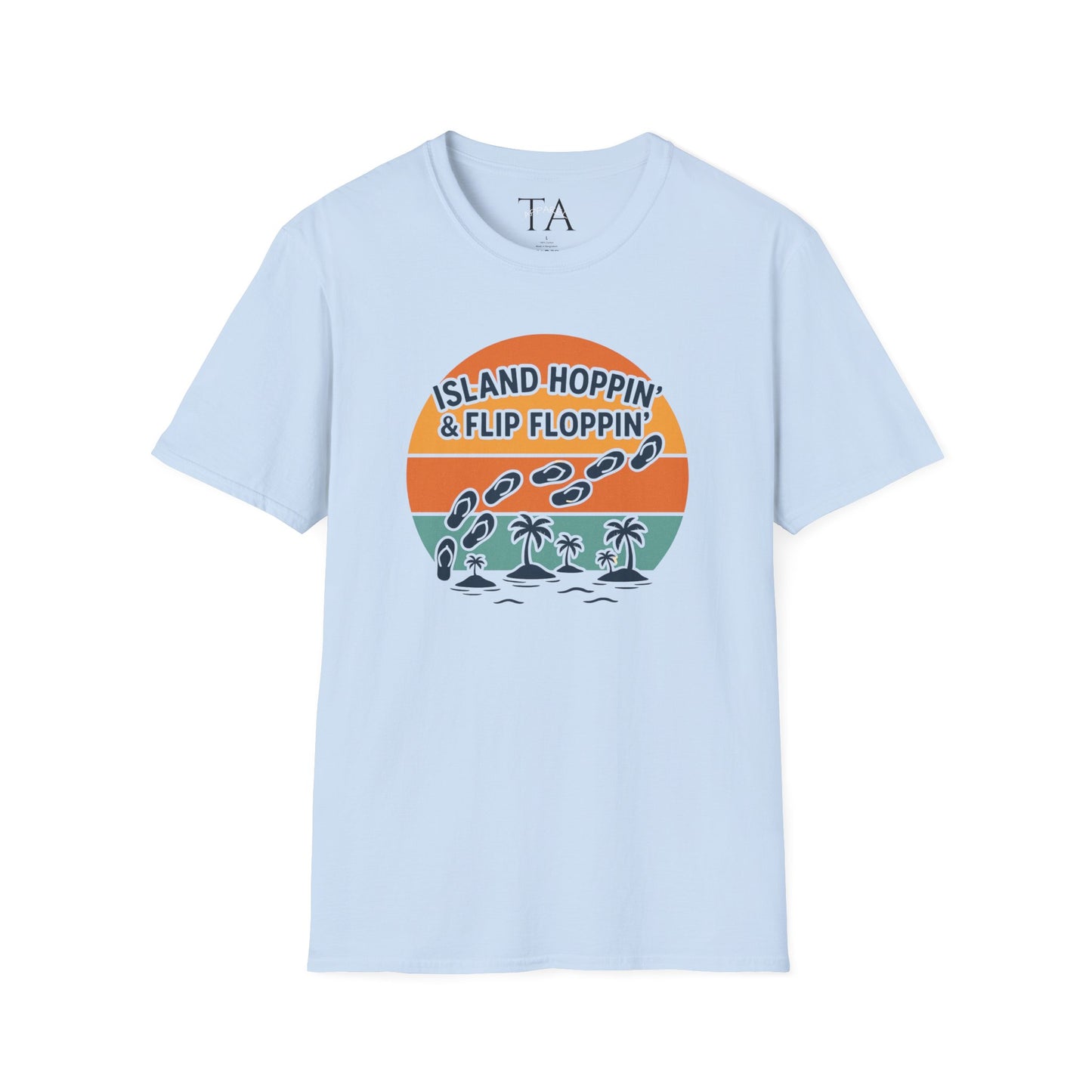 Island Hoppin' Flip Floppin' Unisex Softstyle T-Shirt, Beach T-Shirt, Vacation Apparel, Summer Wear, Casual T-Shirt, Graphic Tee