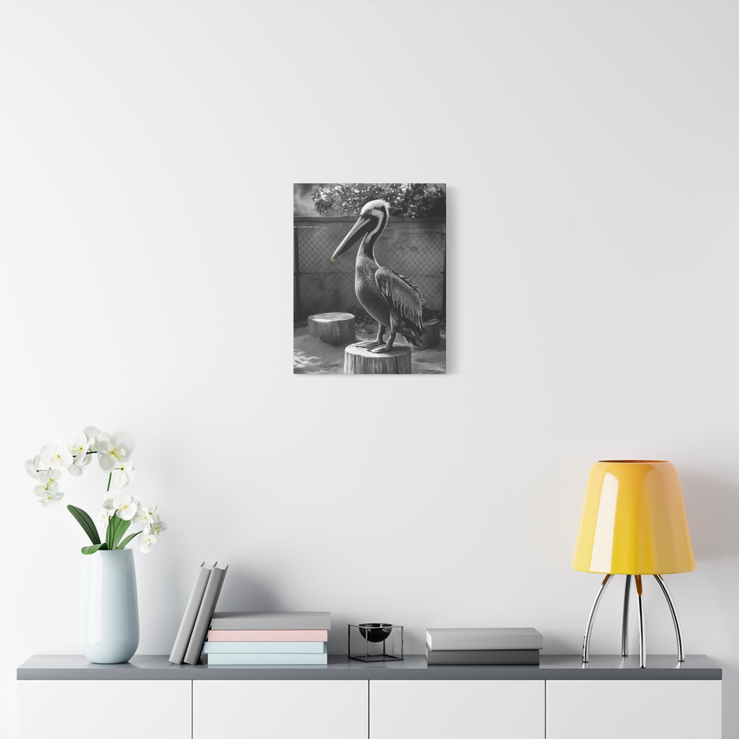 Serene Black and White Pelican Canvas Art