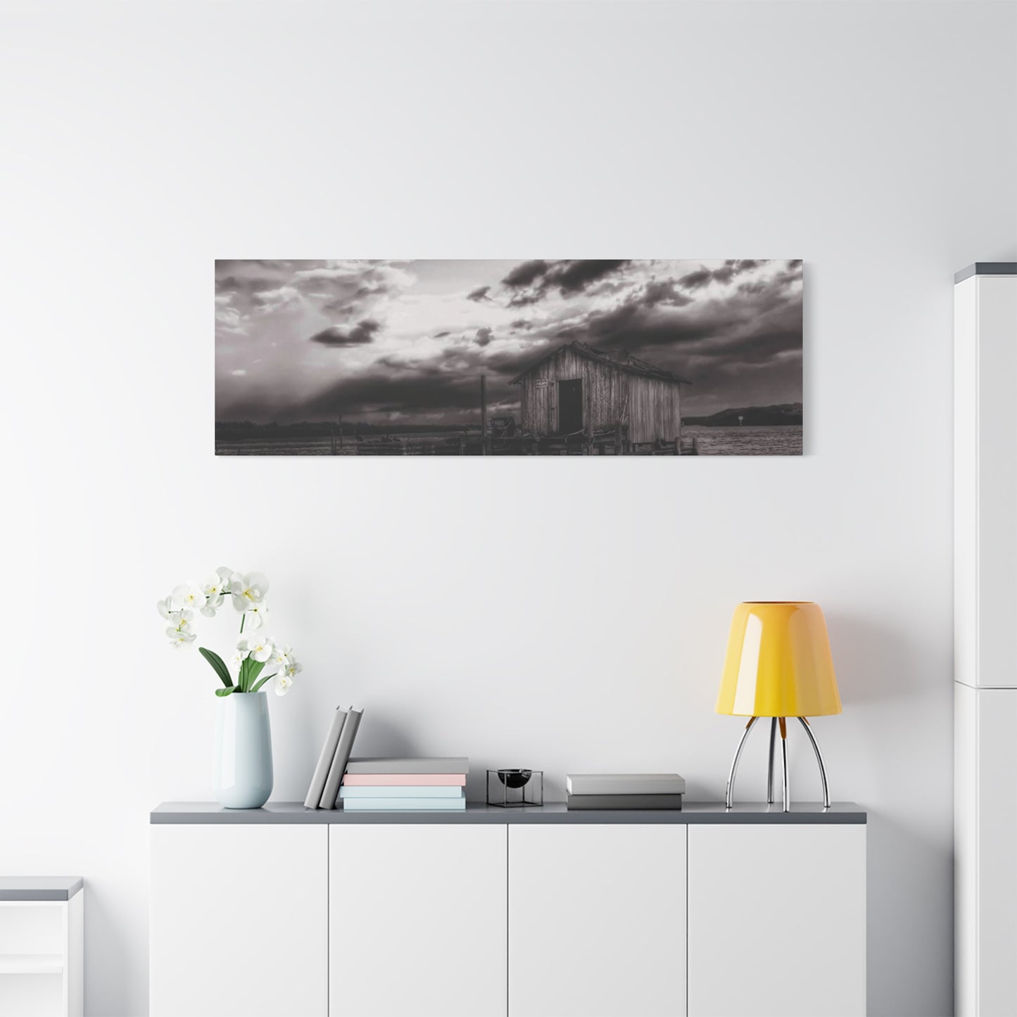 Serene Landscape Canvas Art, Rustic Home Decor, Black and White Wall Art, Perfect for Living Room, Gift for Nature Lovers