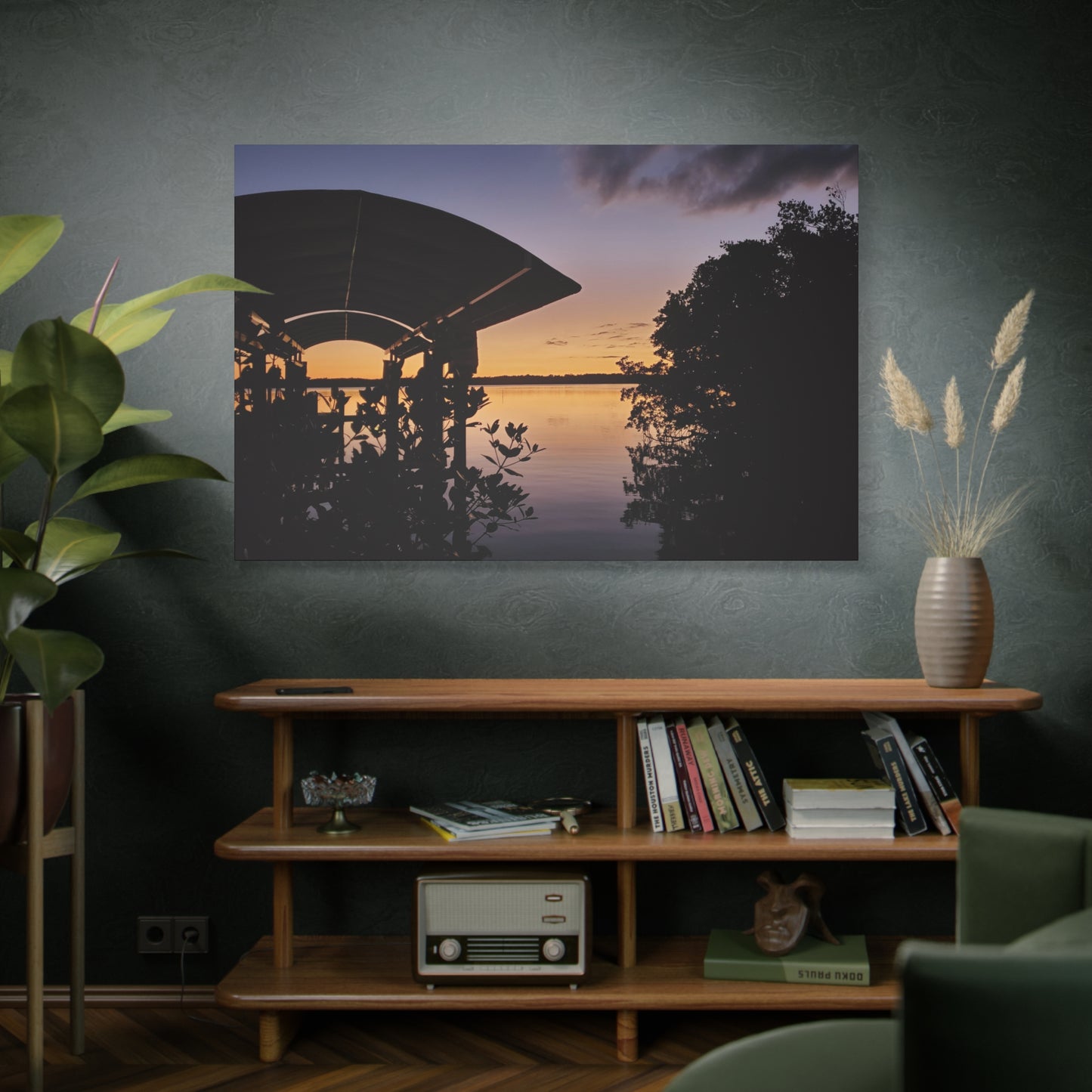 Serene and Vibrant Sunset on the River - Canvas Wal Art